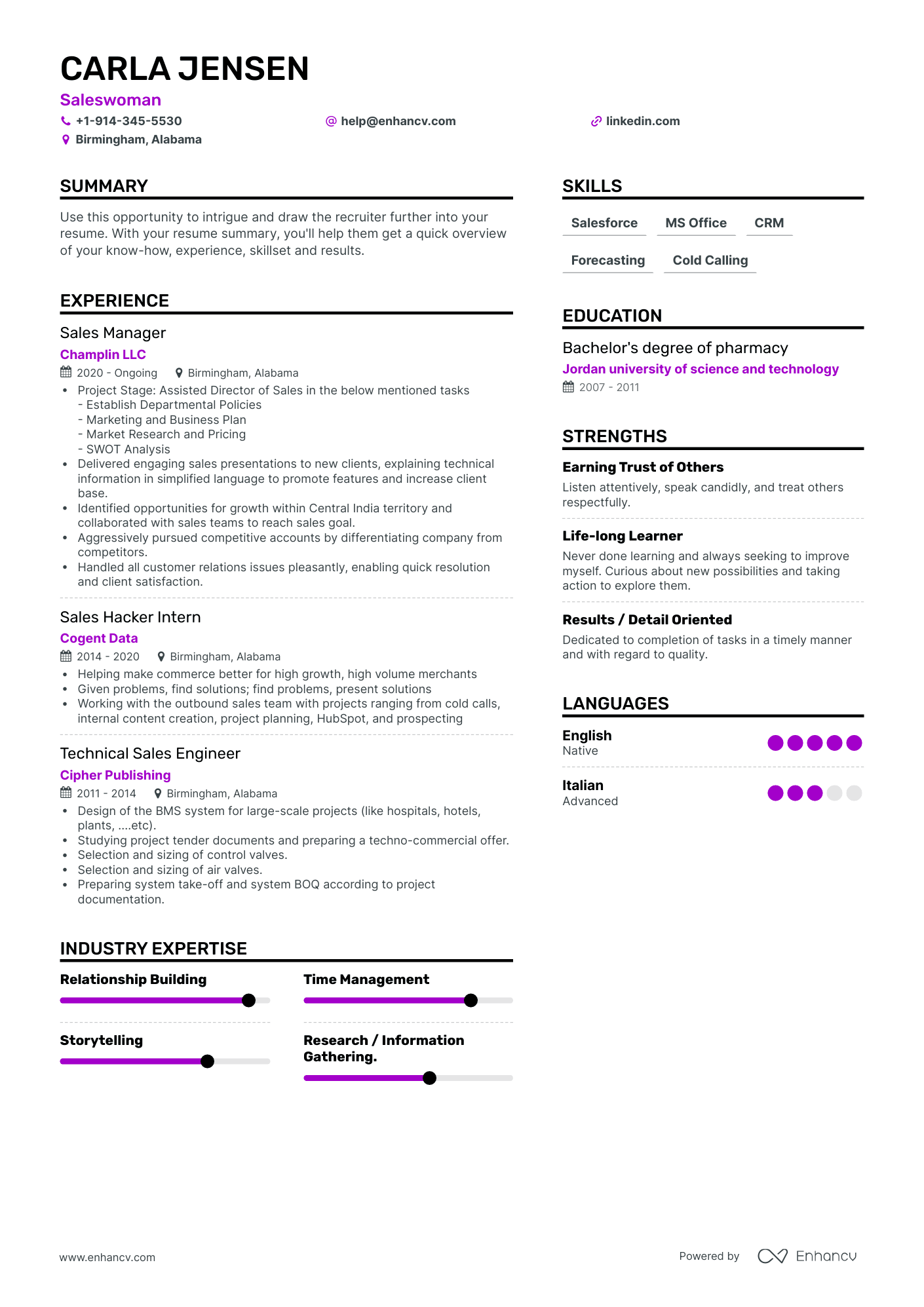 Saleswoman Resume Examples & Guide for 2023 (Layout, Skills, Keywords ...