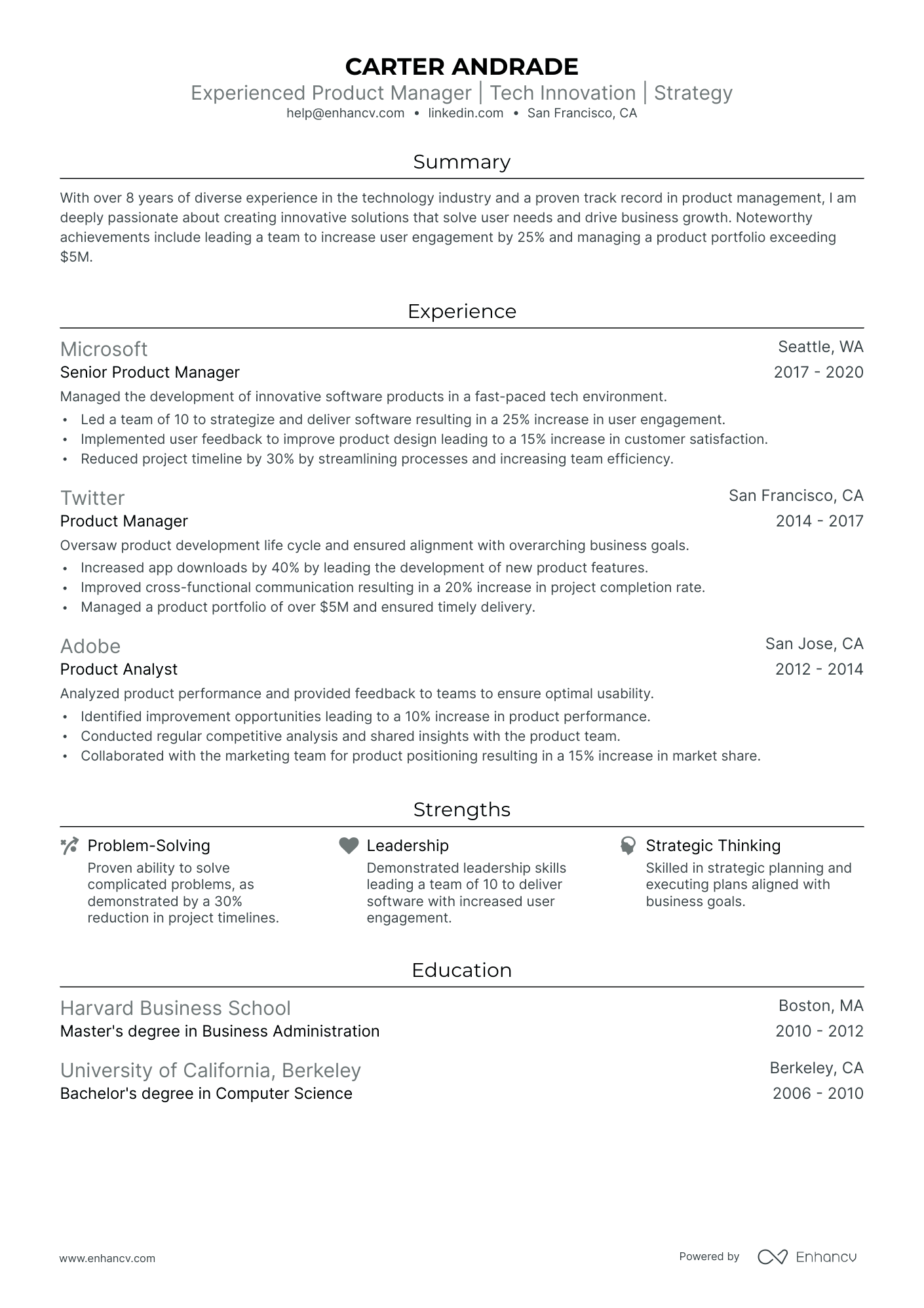 5 Google Product Manager Resume Examples & Guide for 2024