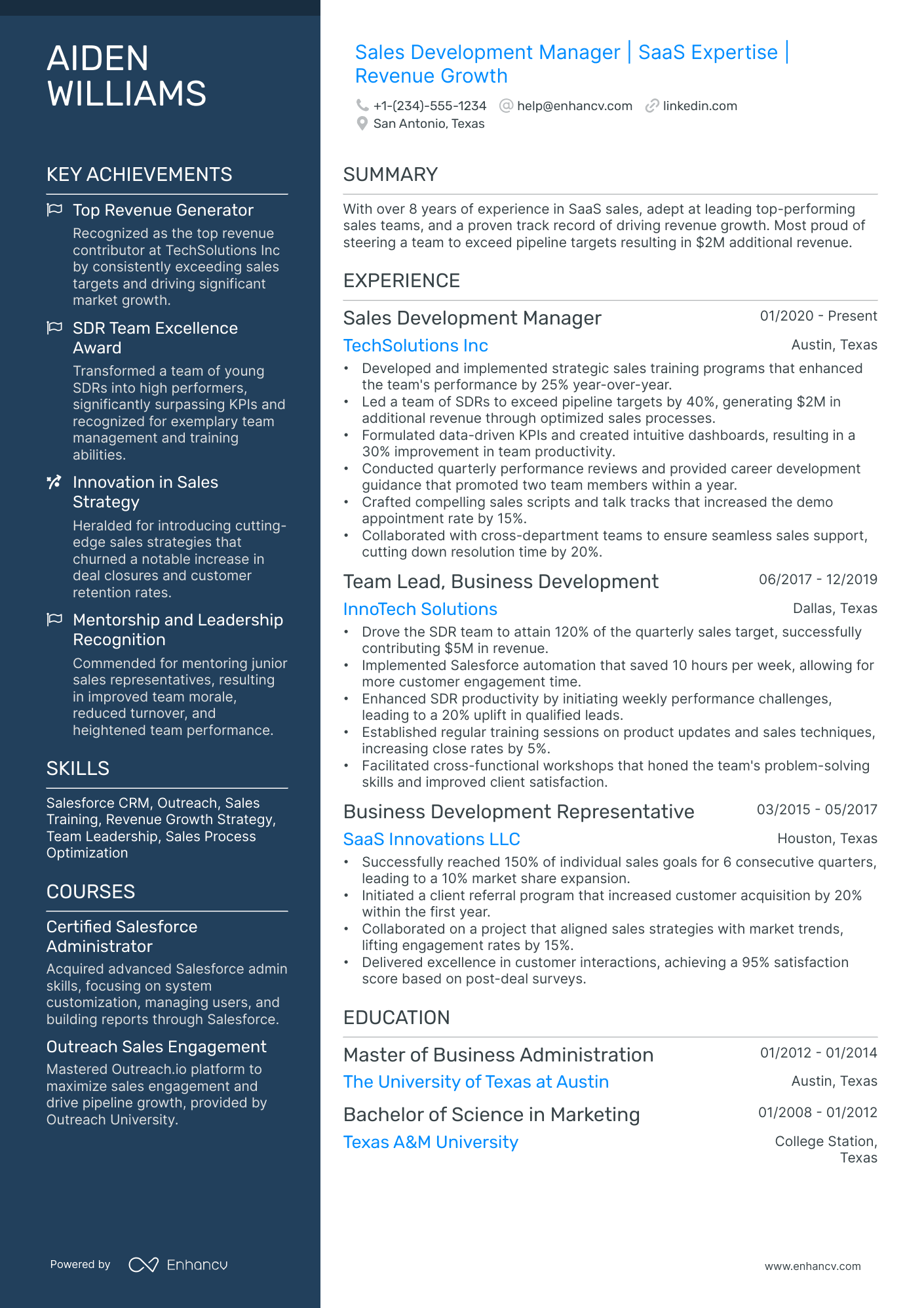 10 Sales Development Manager Resume Examples & Guide for 2026