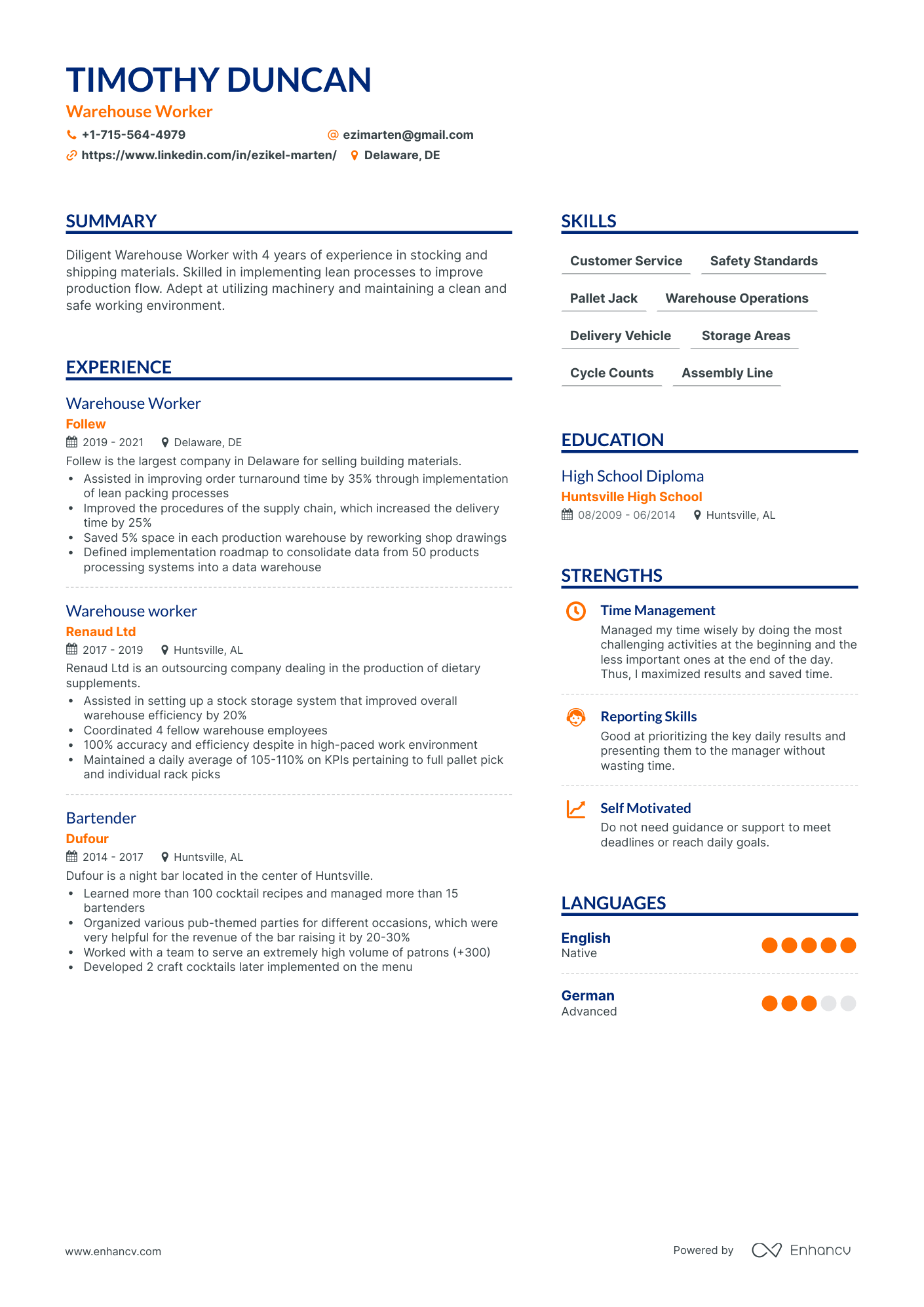 Warehouse Worker Resume Examples & Guide for 2023 (Layout, Skills ...