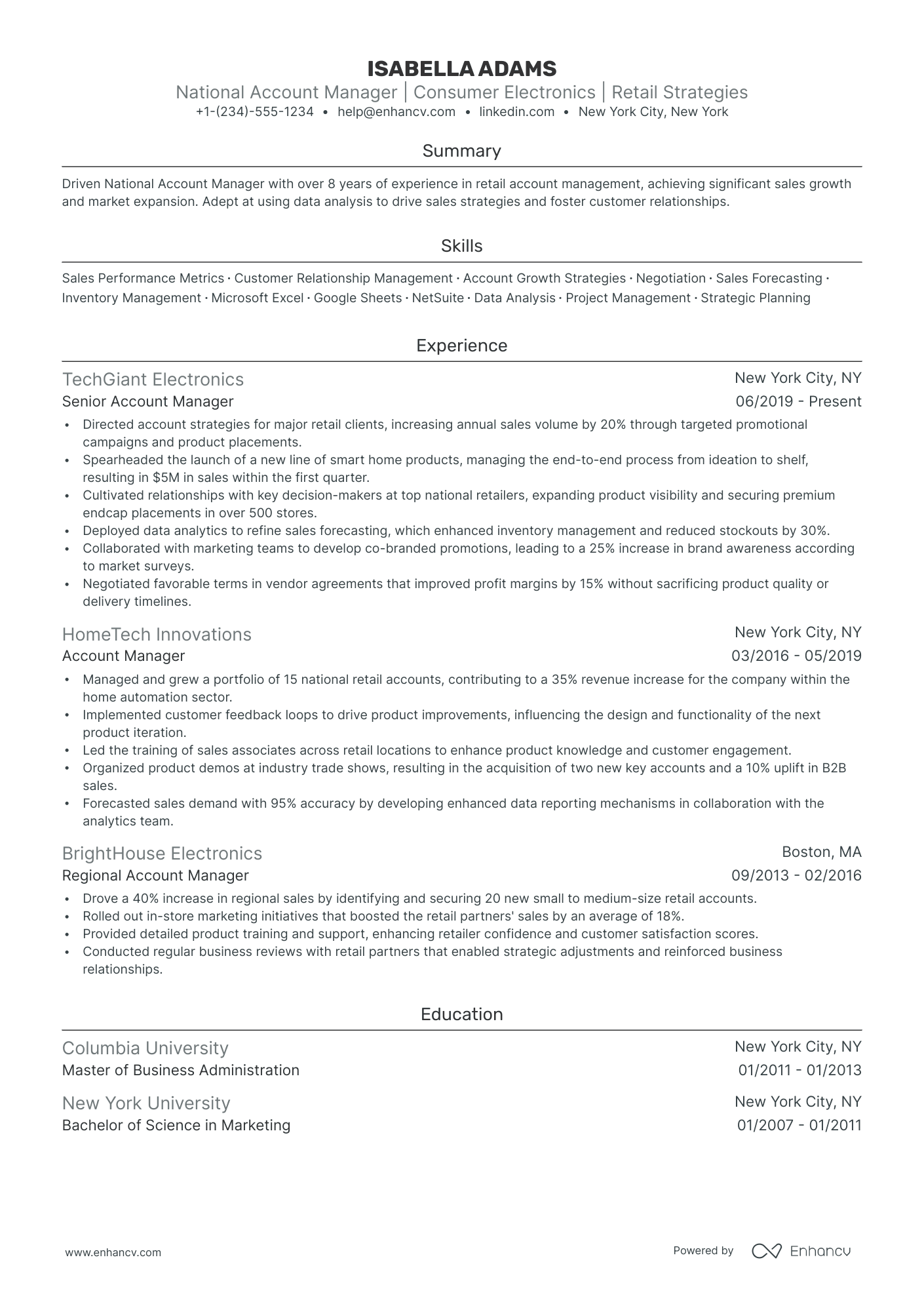 5 National Account Manager Resume Examples & Guide for 2024