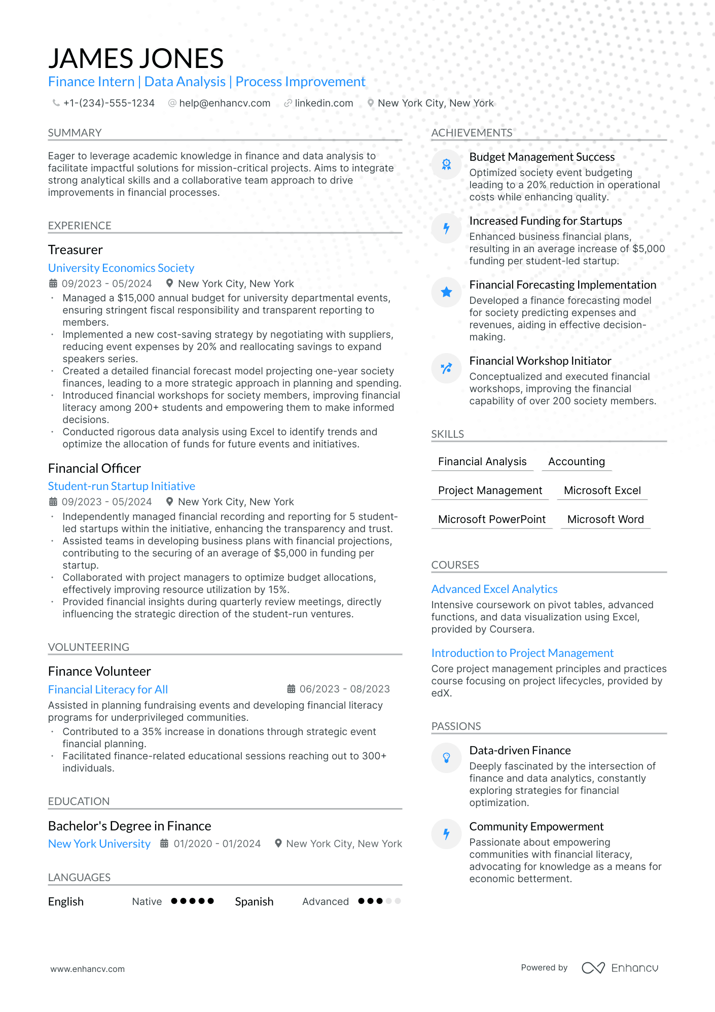 5 Finance Intern Resume Examples & Guide for 2024