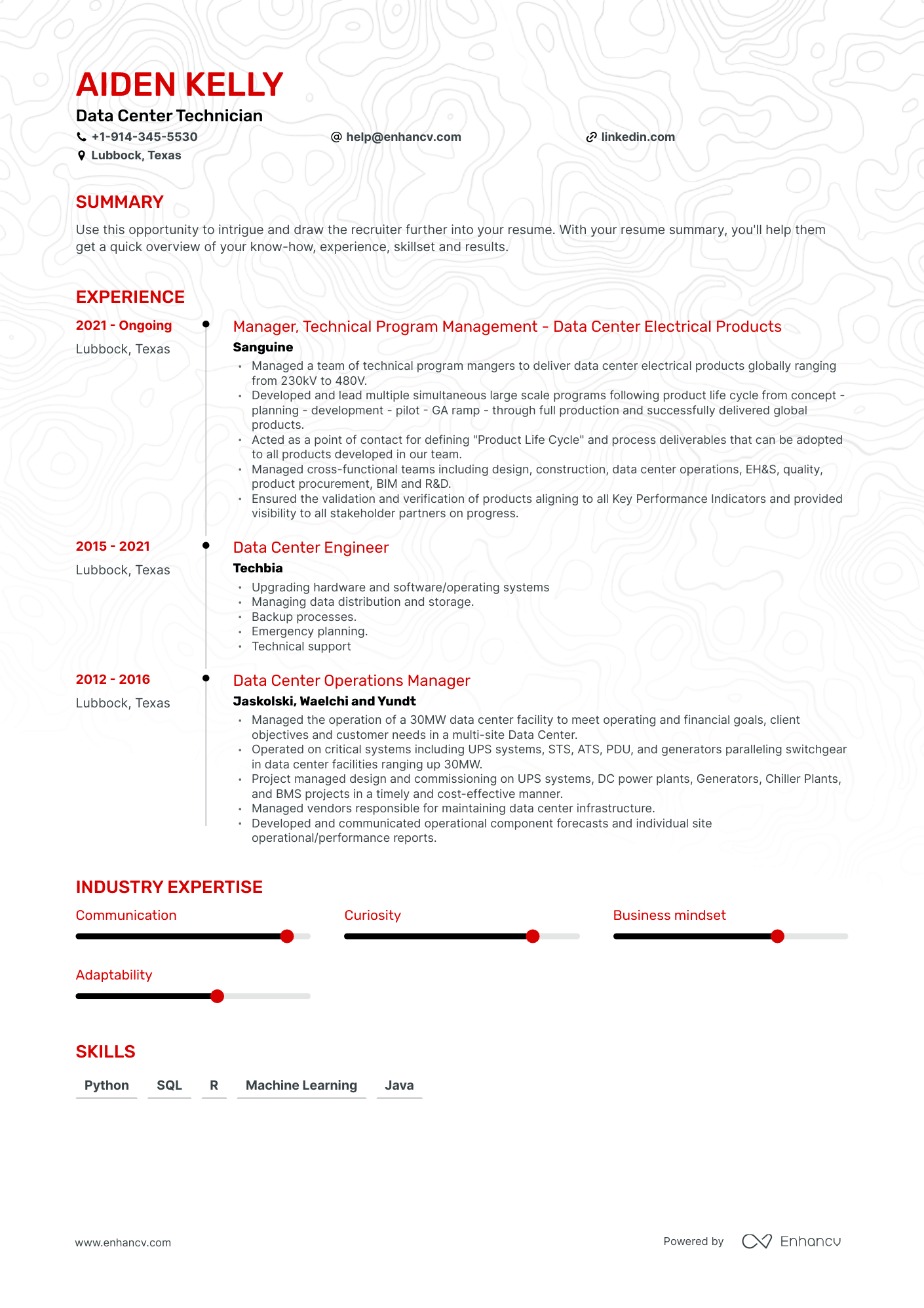 5 Data Center Technician Resume Examples & Guide for 2023