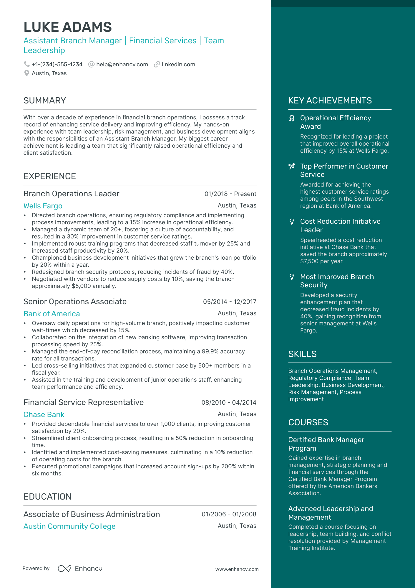 10 Assistant Branch Manager Resume Examples & Guide for 2026