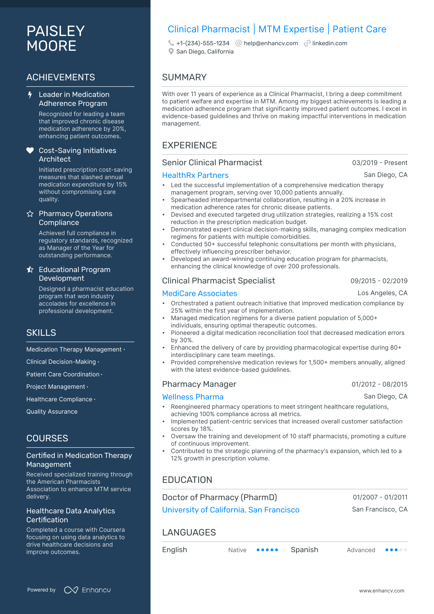 5 Clinical Pharmacist Resume Examples & Guide For 2024