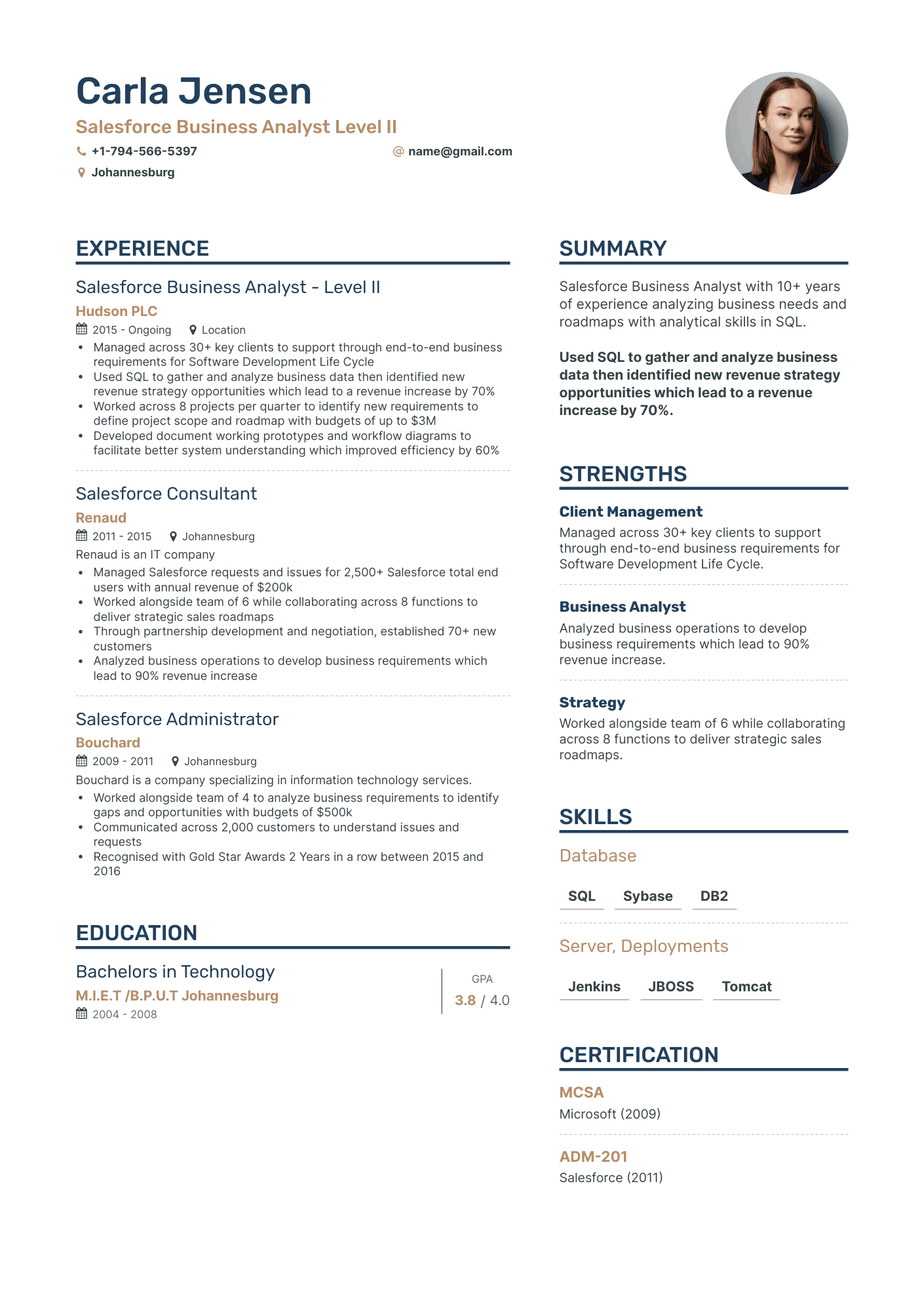 5 Salesforce Business Analyst Resume Examples & Guide for 2024