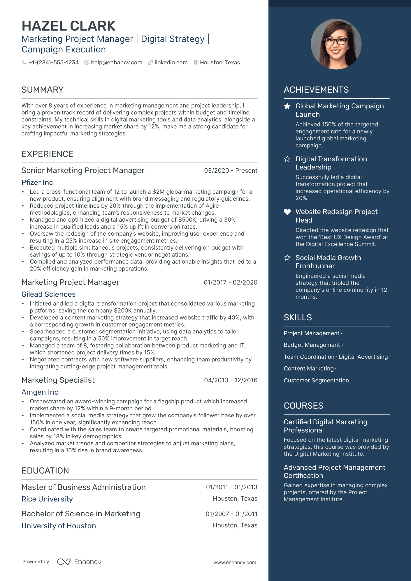 5 Marketing Project Manager Resume Examples & Guide for 2024