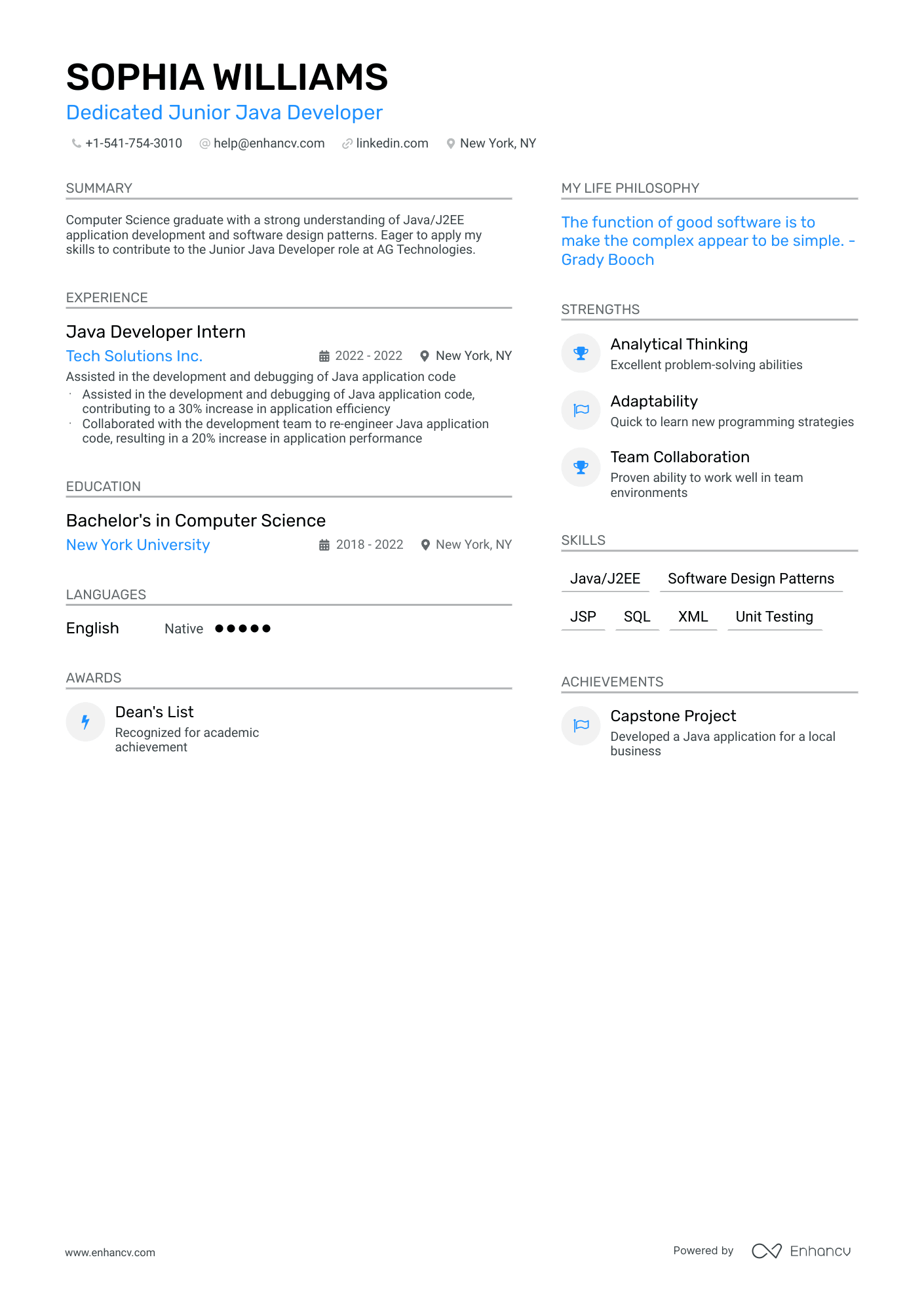 5 Junior Java Developer Resume Examples & Guide for 2026