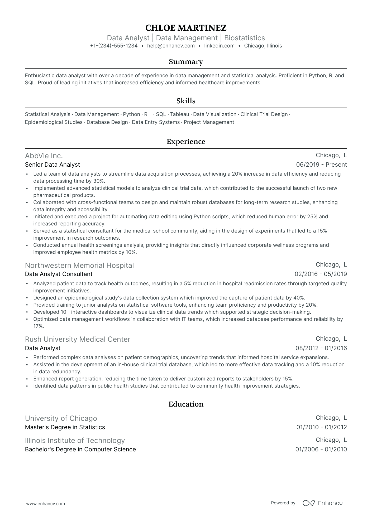 5 Statistical Data Analyst Resume Examples & Guide for 2024