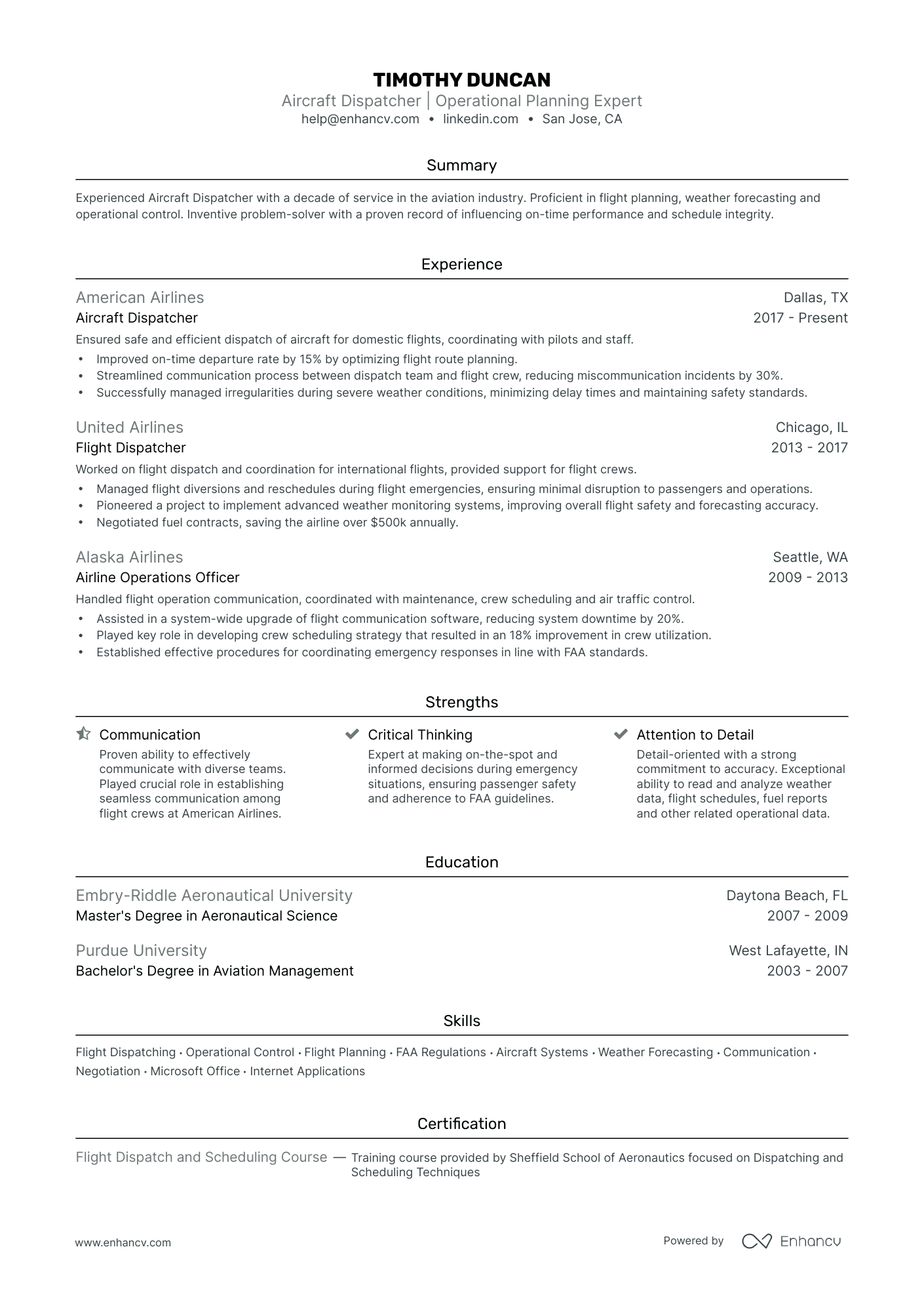 5 Aircraft Dispatcher Resume Examples & Guide for 2024