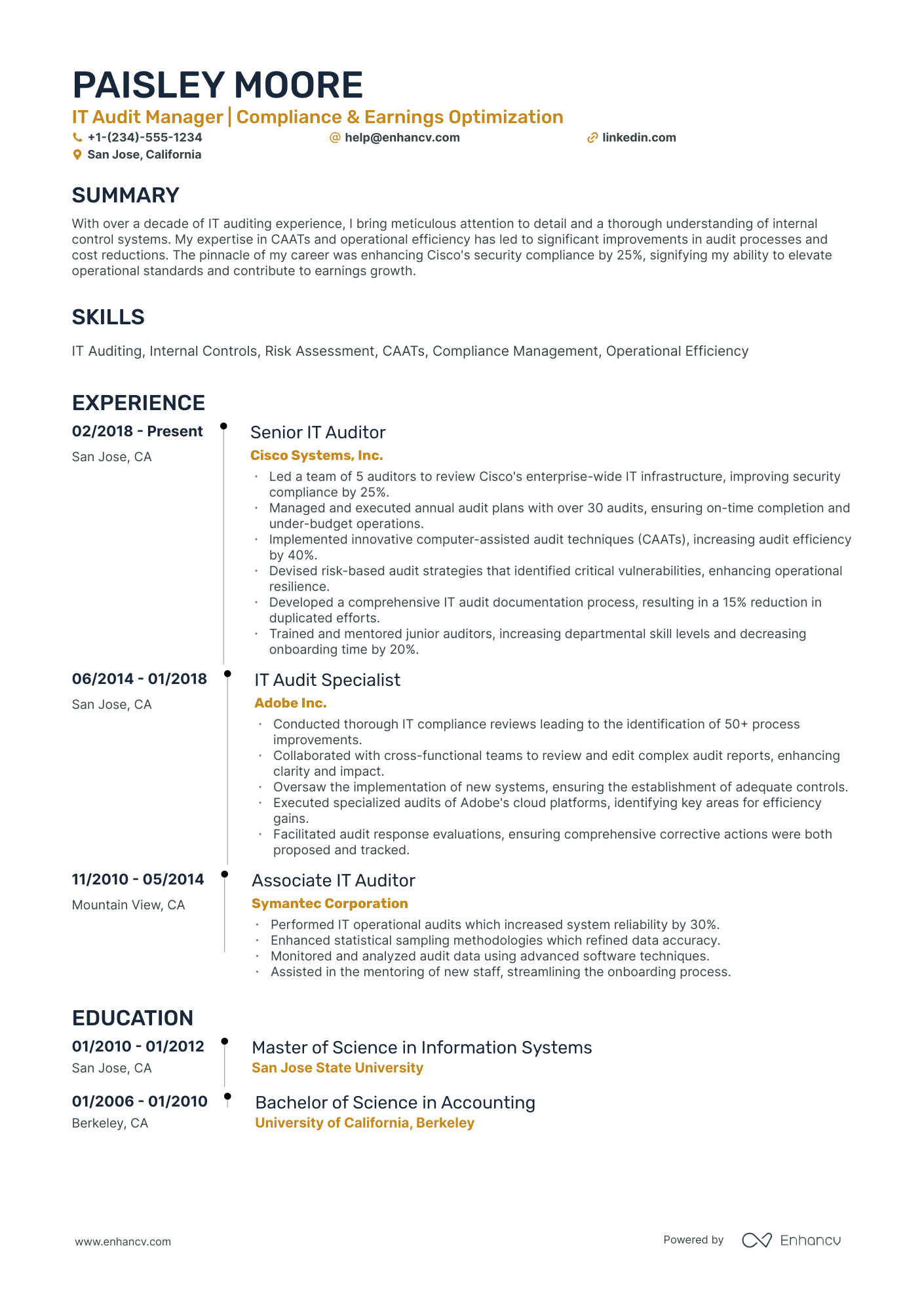 10 IT Audit Manager Resume Examples & Guide for 2026