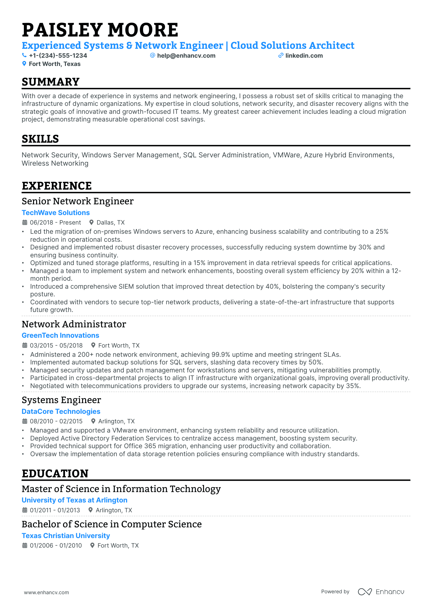 10 System And Network Engineer Resume Examples & Guide for 2026