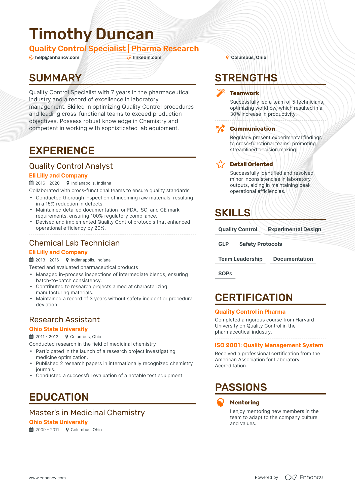 5 Chemist Resume Examples & Guide for 2024