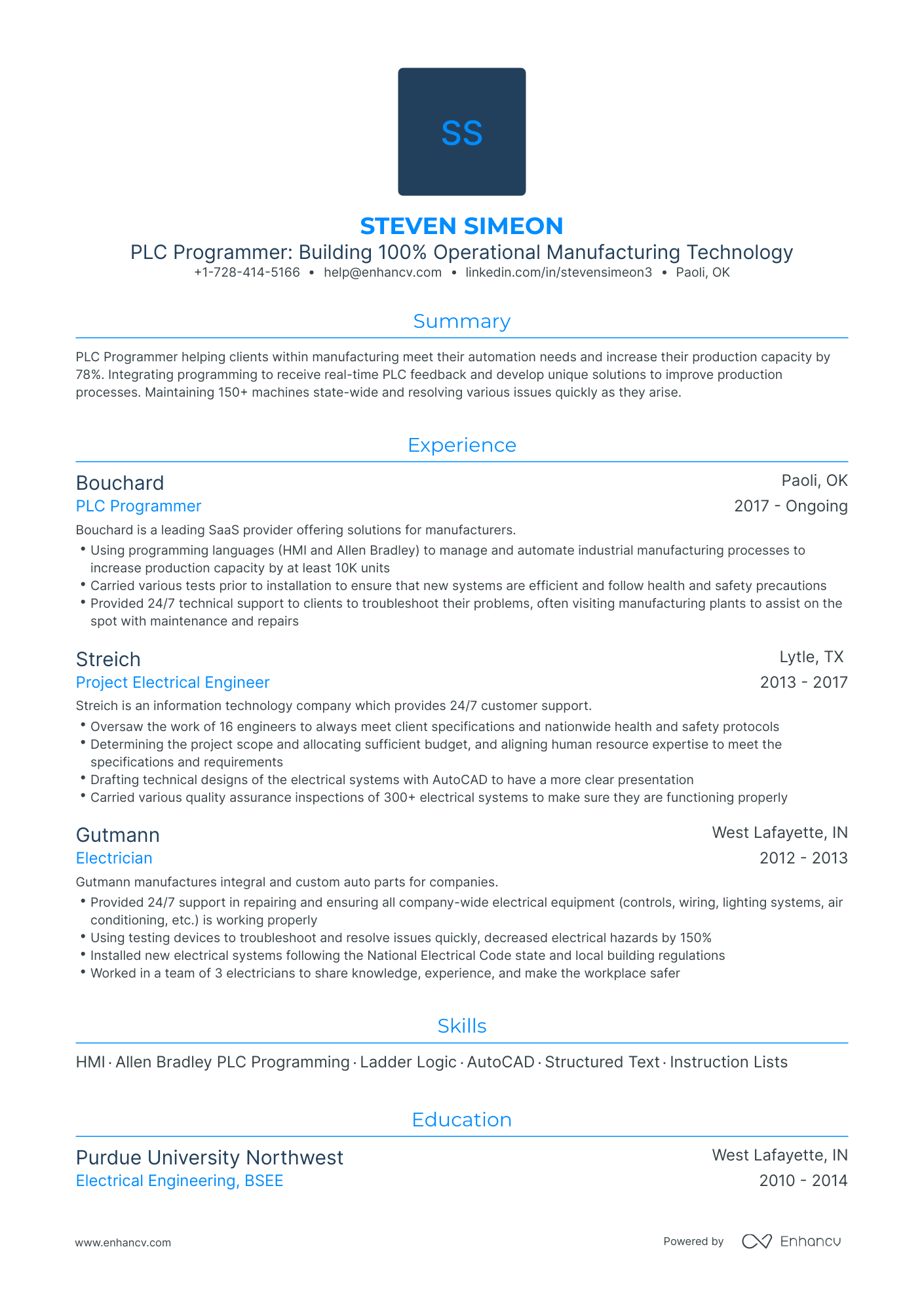 5 PLC Programmer Resume Examples & Guide for 2023