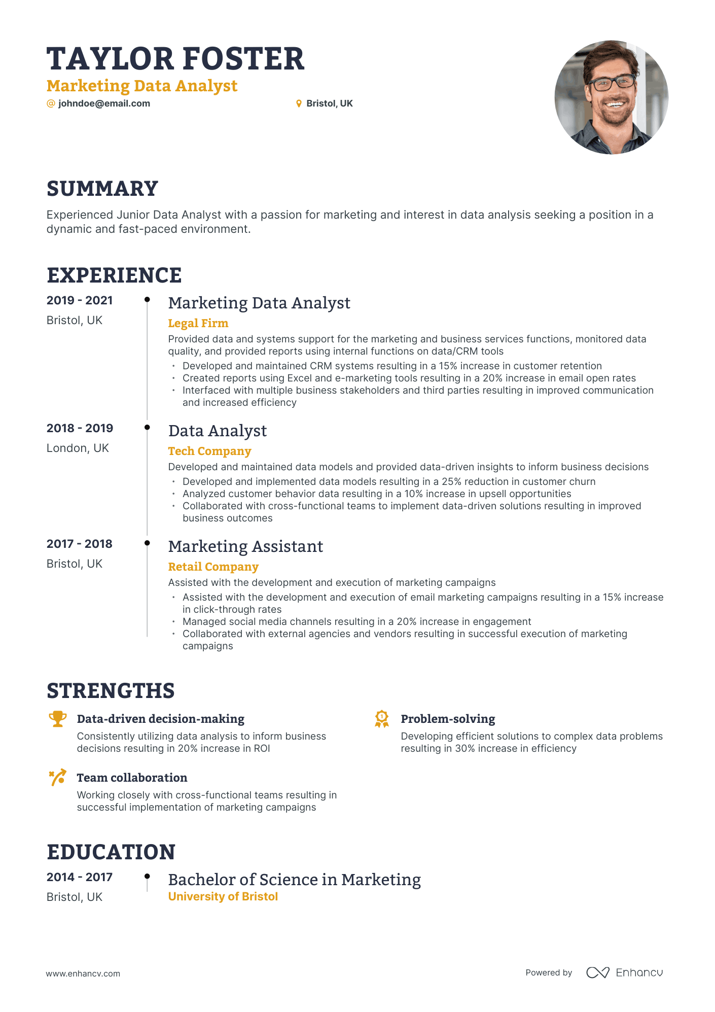 5 Marketing Data Analyst Resume Examples & Guide for 2023