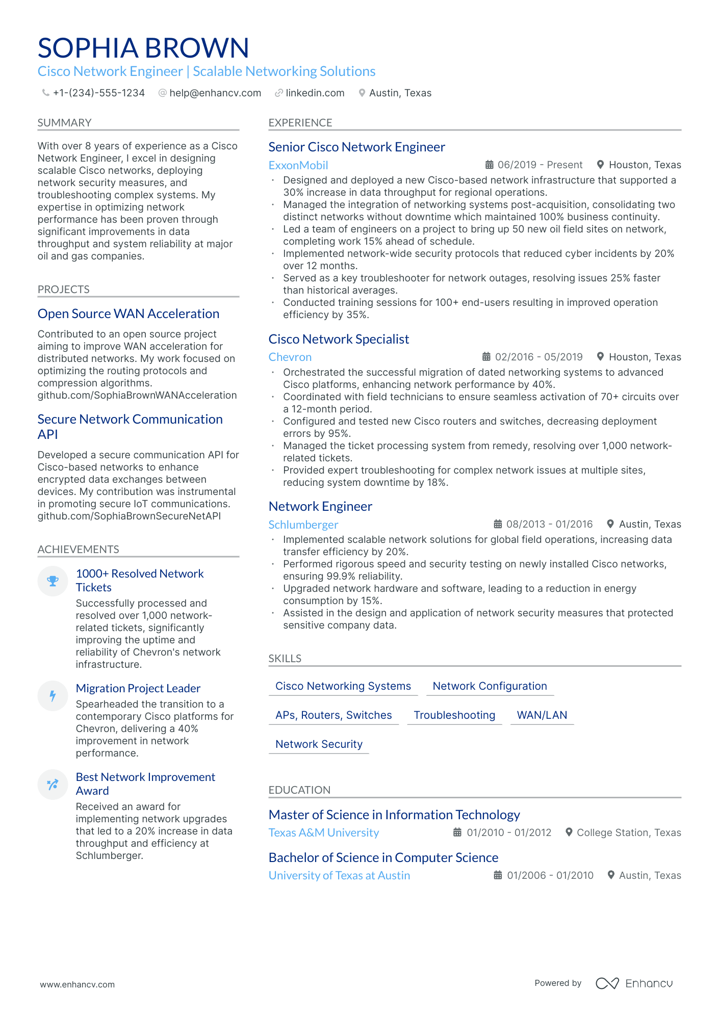 5 Cisco Network Engineer Resume Examples & Guide for 2024