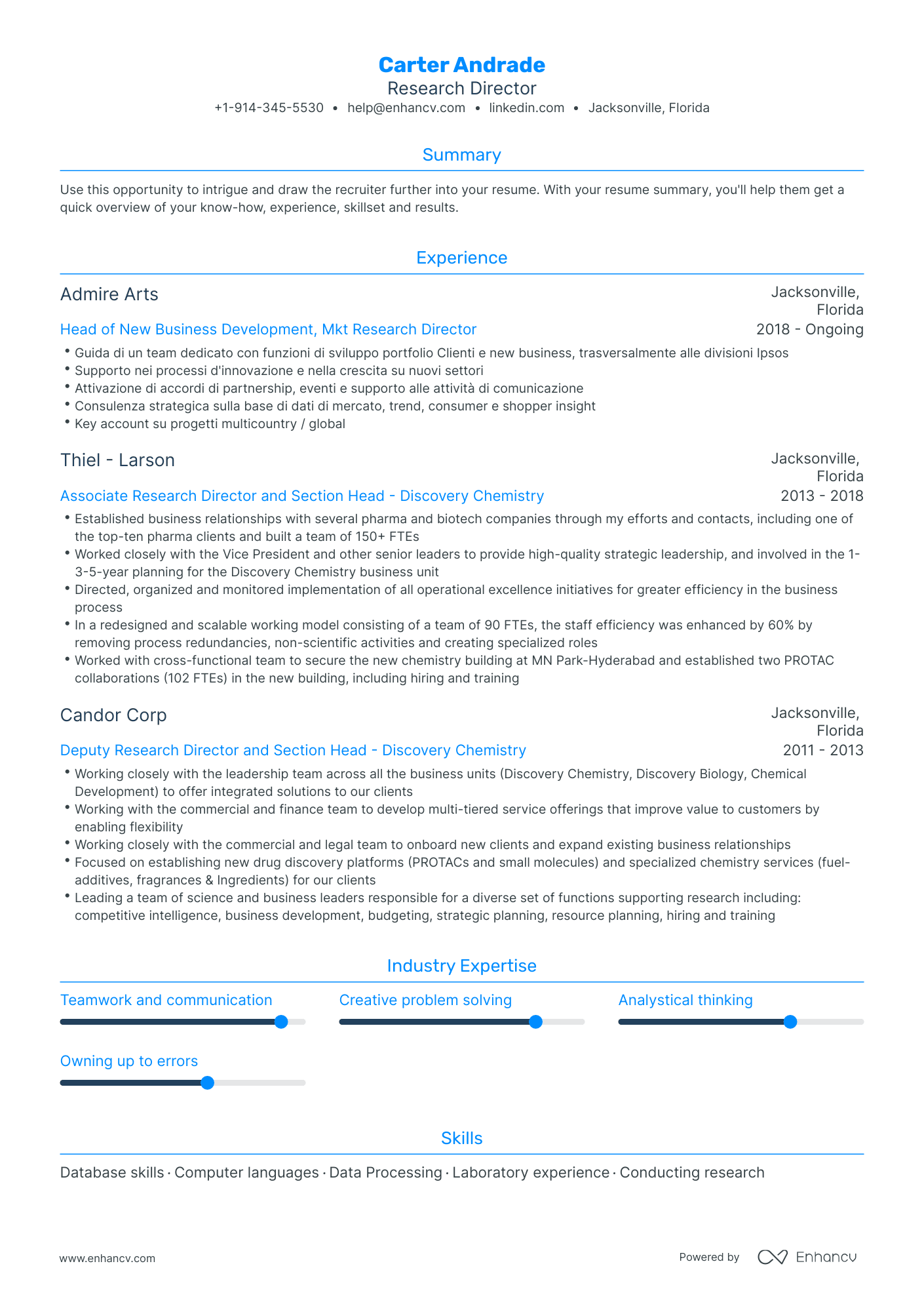 Research Director Resume Examples & Guide for 2023 (Layout, Skills ...