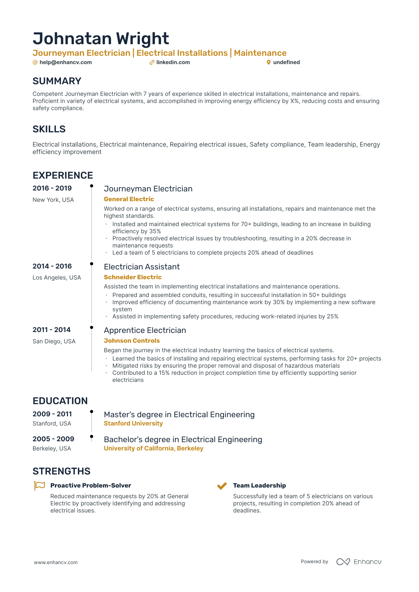 10 Journeyman Electrician Resume Examples & Guide for 2026