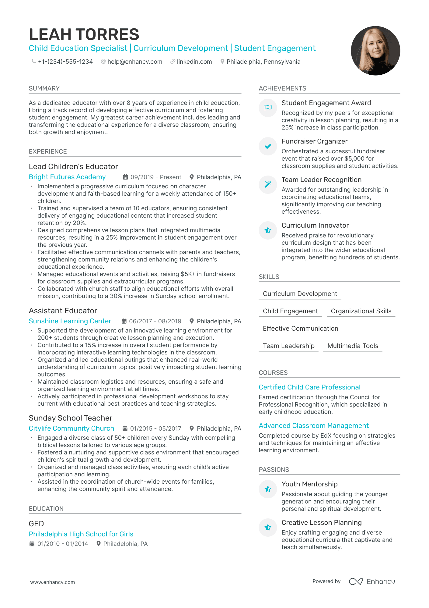 5 Sunday School Teacher Resume Examples & Guide for 2024