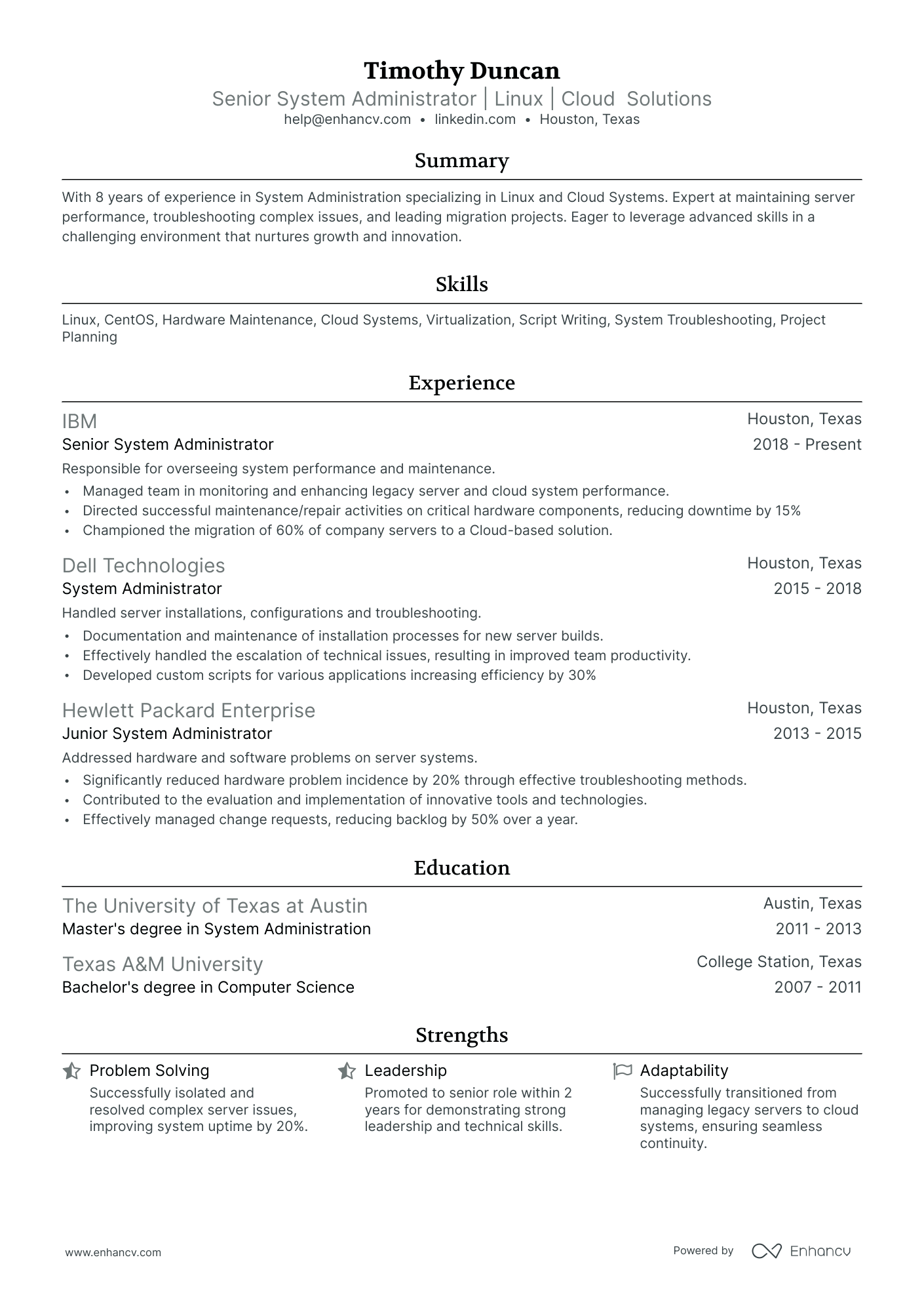 10 Linux System Administrator Resume Examples & Guide for 2026