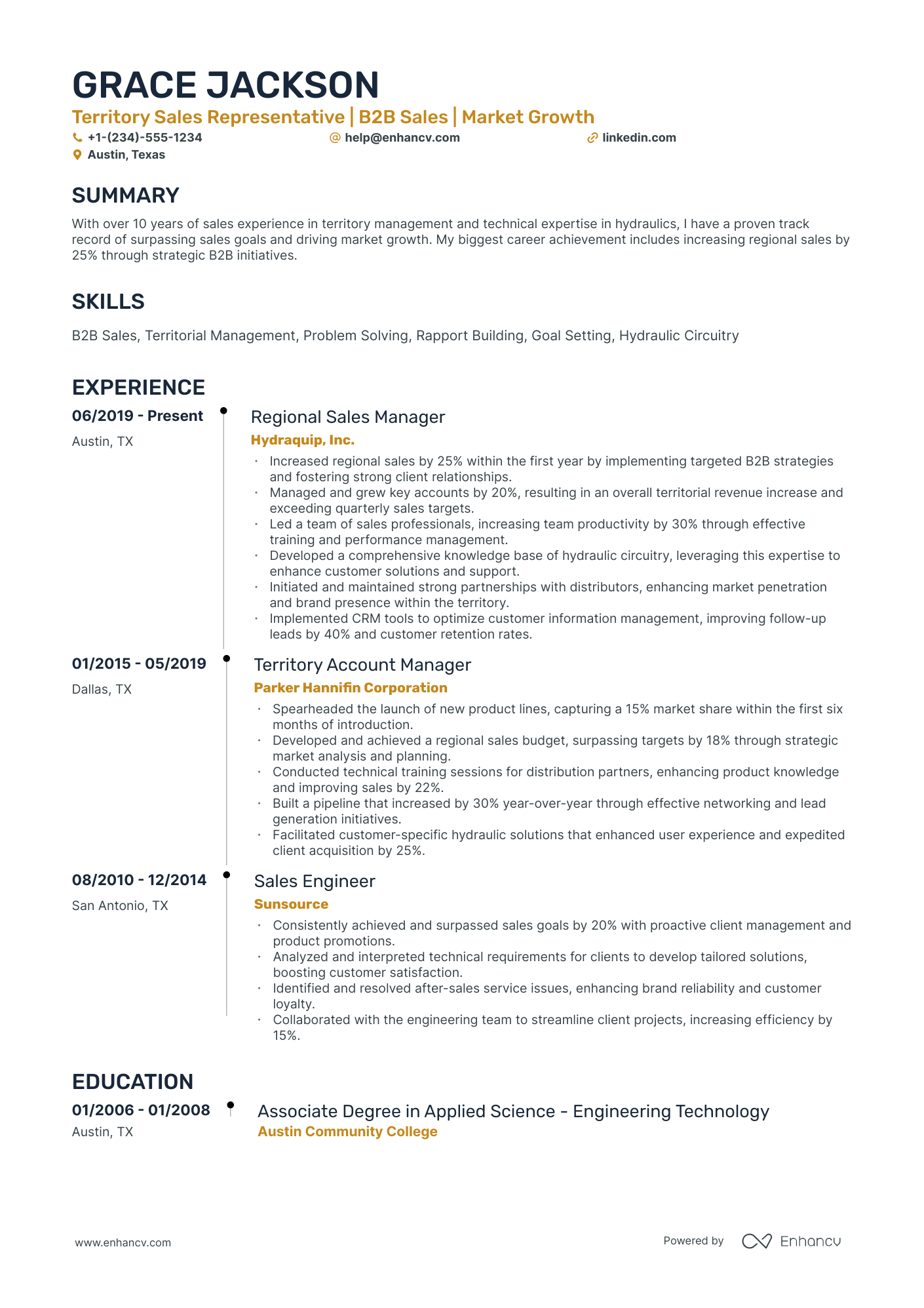 10 Territory Sales Representative Resume Examples & Guide for 2026