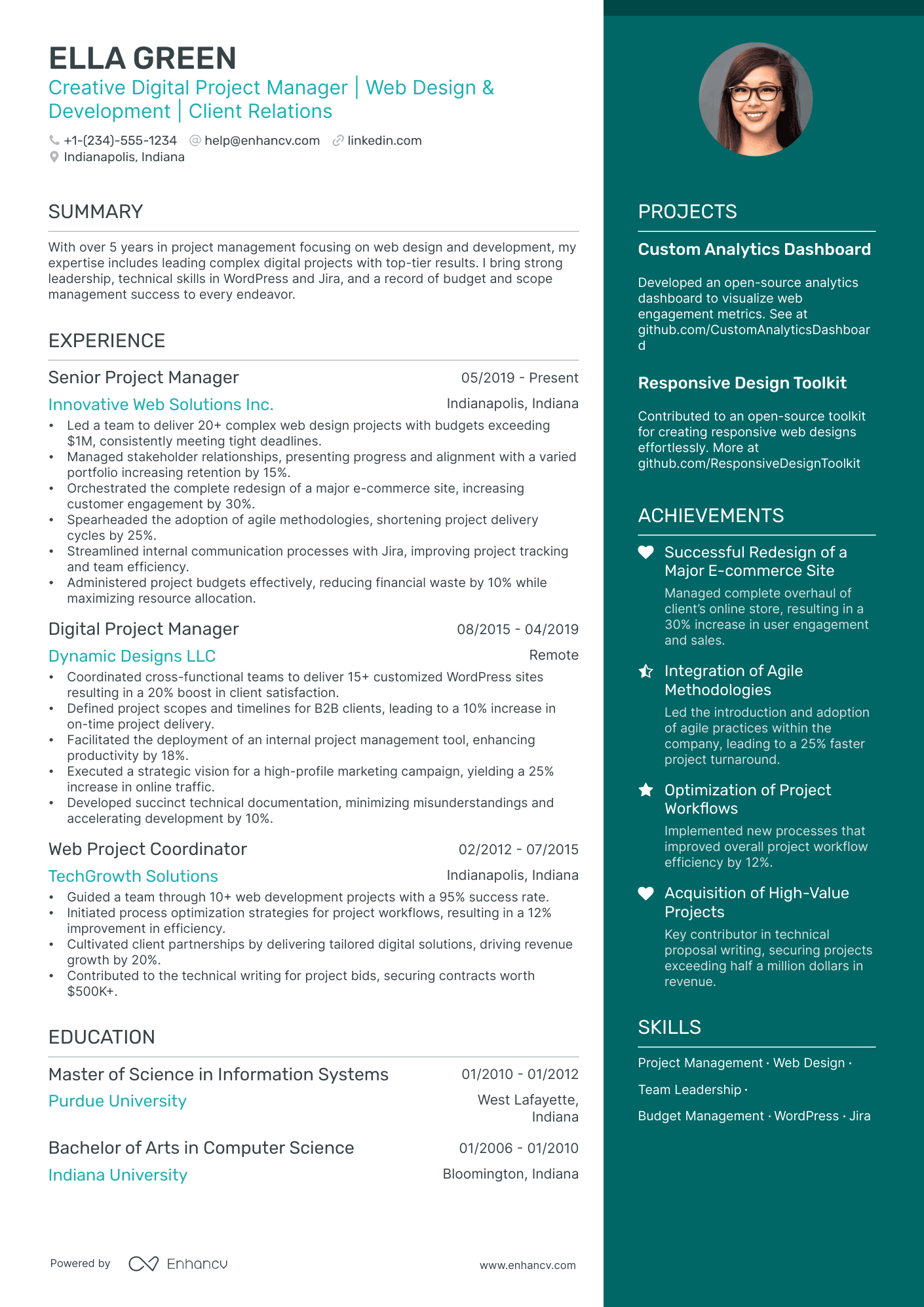 5 Web Project Manager Resume Examples & Guide for 2024