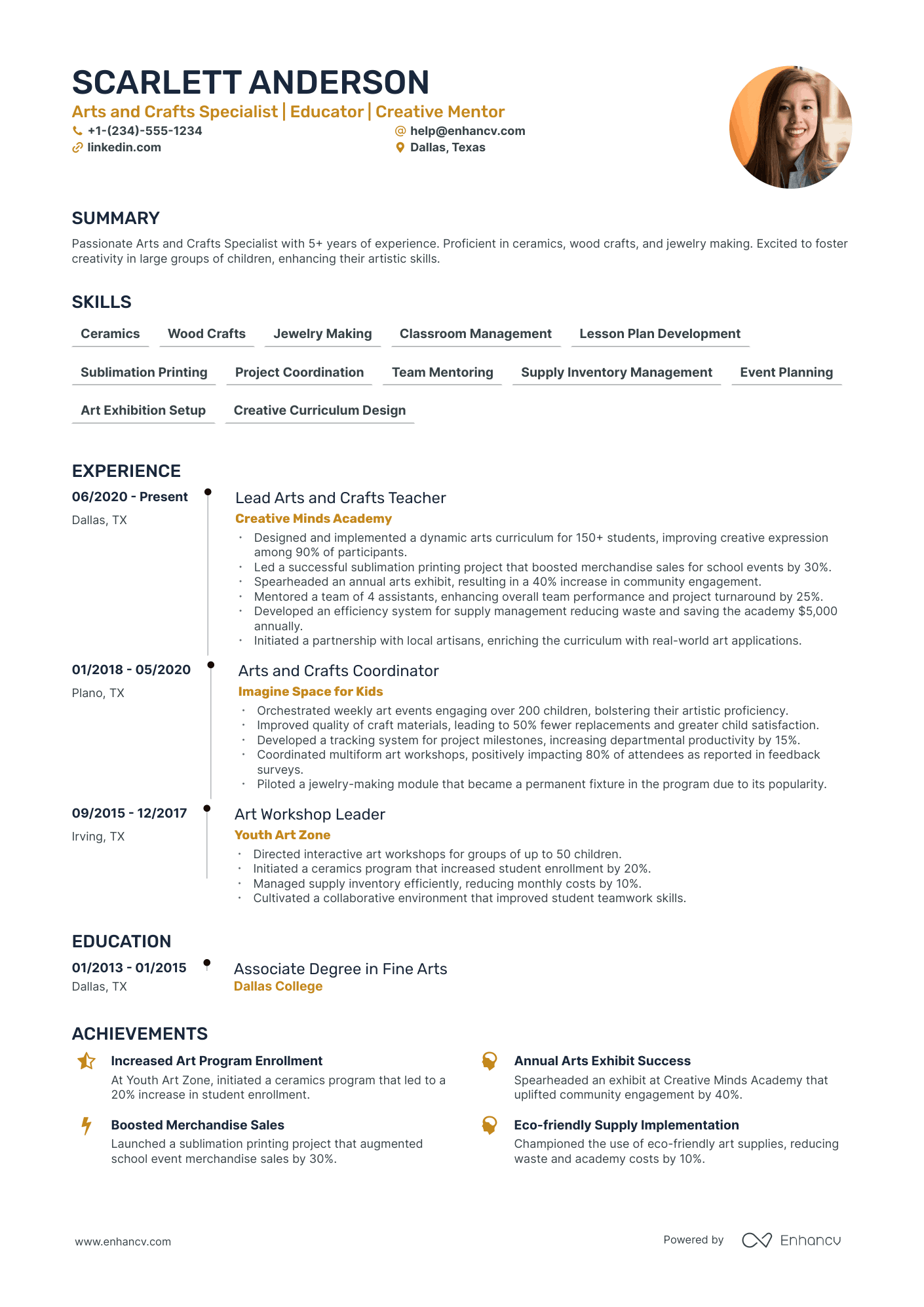 5 Art Teacher Resume Examples & Guide for 2024