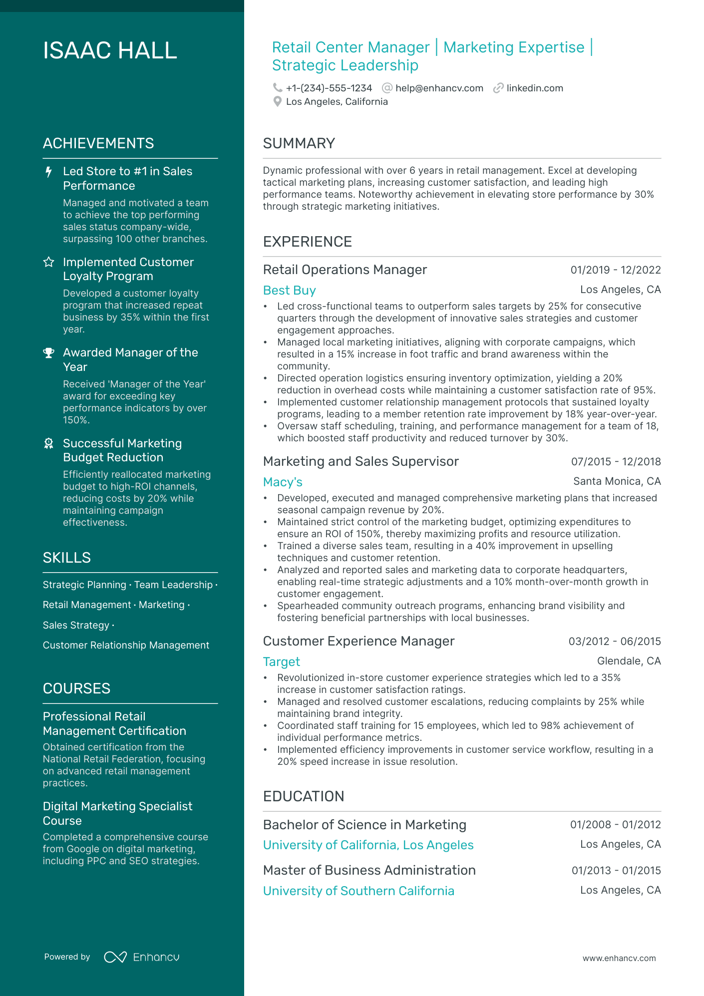 5 Manager Retail Resume Examples & Guide for 2024