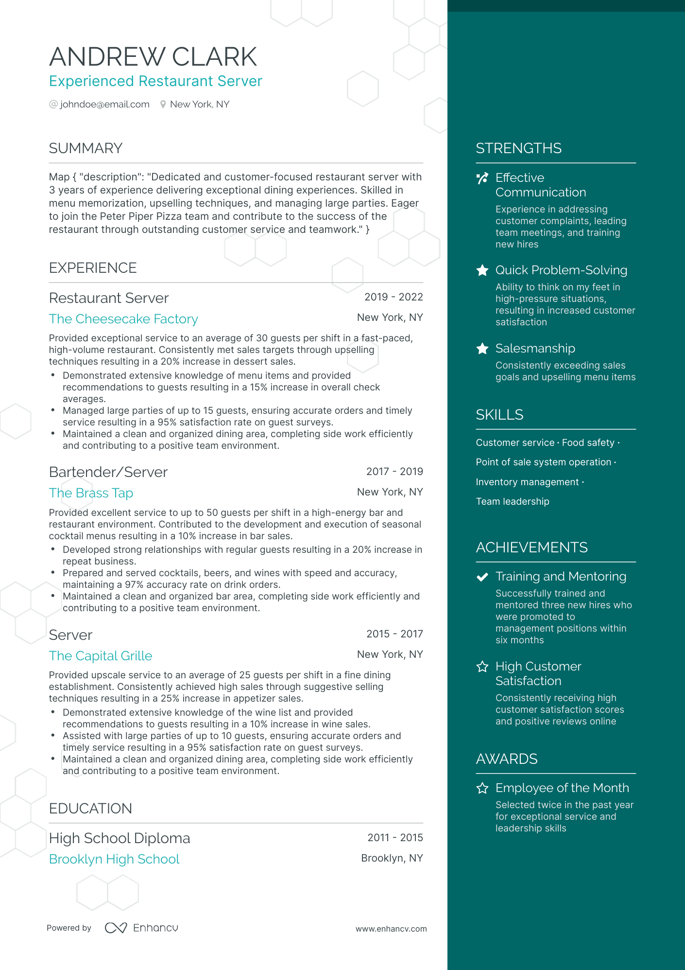 11 Server Resume Examples & Guide for 2024