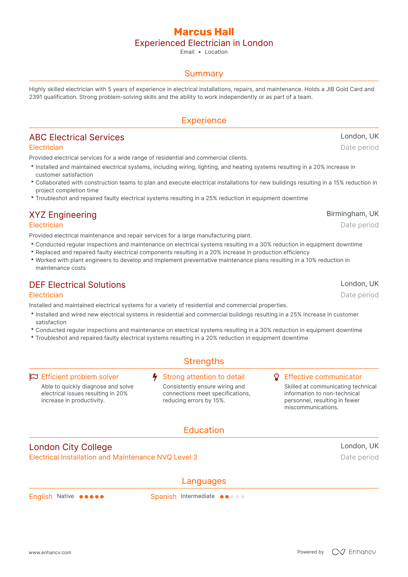 5 Electrician Resume Examples & Guide for 2023