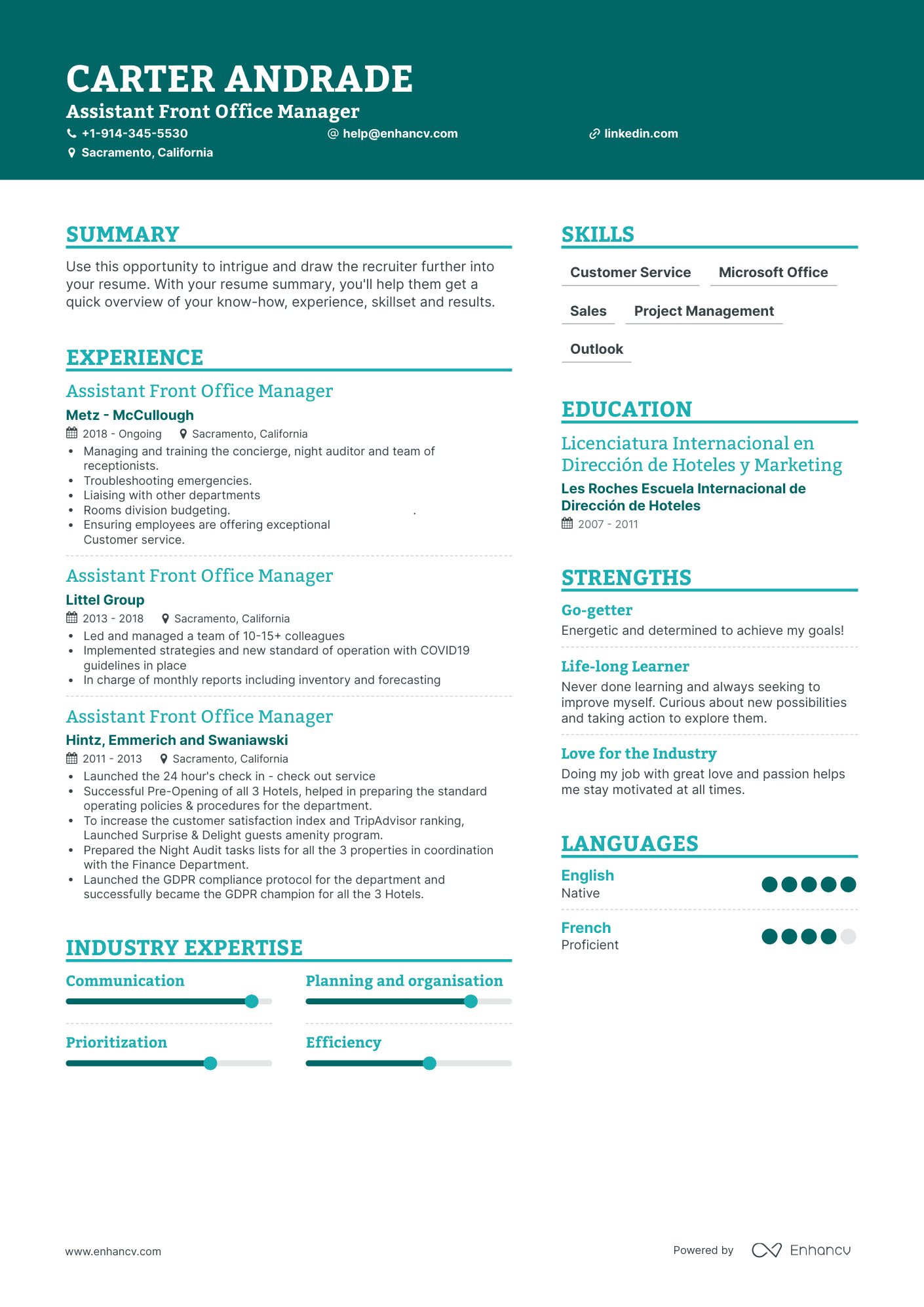 Assistant Front Office Manager Resume Examples & Guide for 2023 (Layout