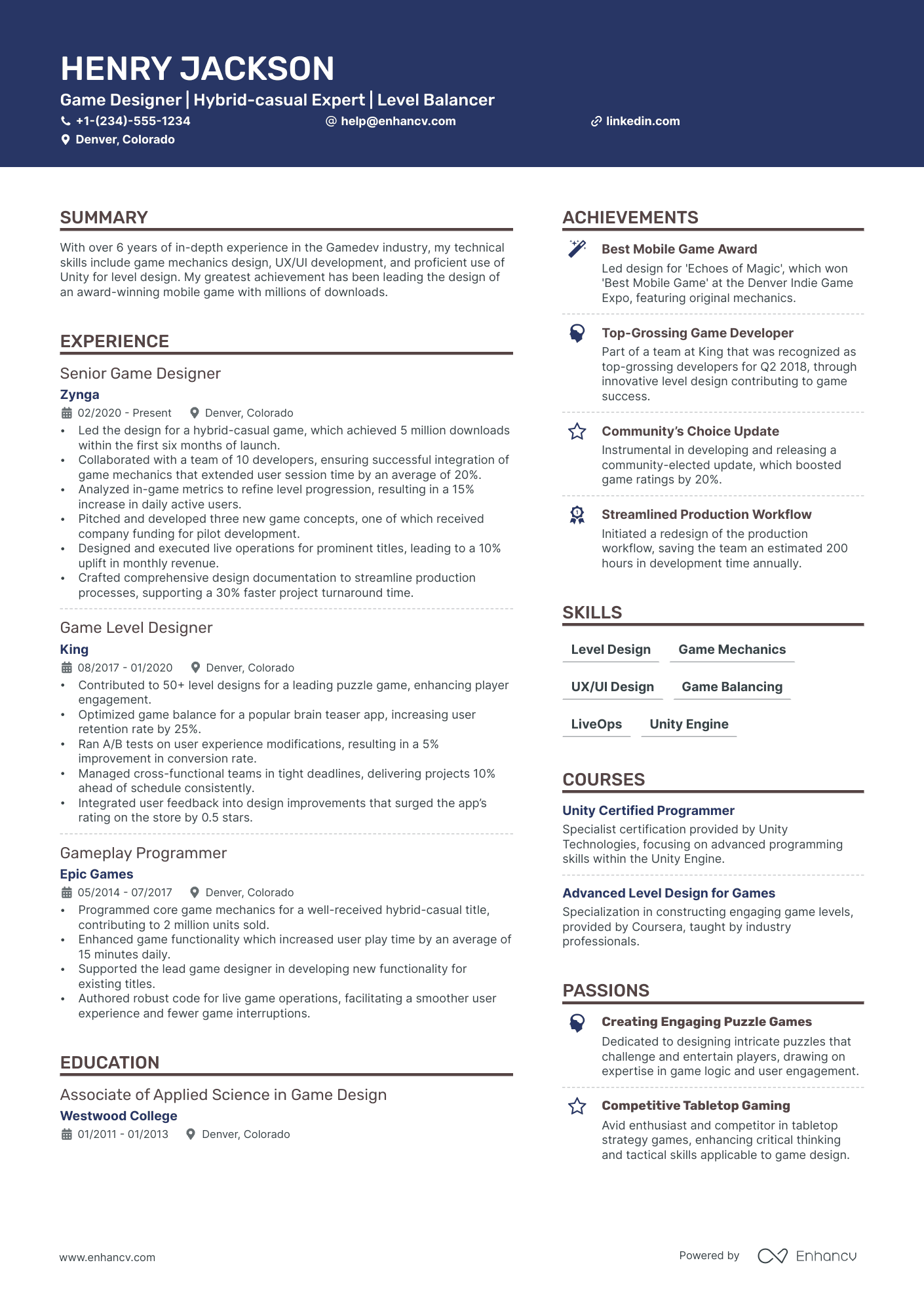 5 Game Designer Resume Examples & Guide for 2024