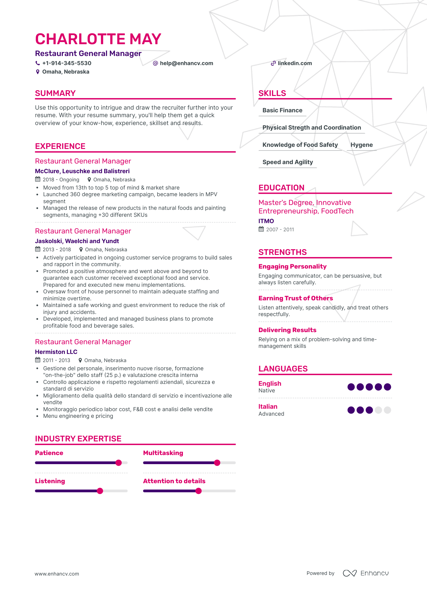 Restaurant General Manager Resume Examples & Guide for 2023 (Layout ...