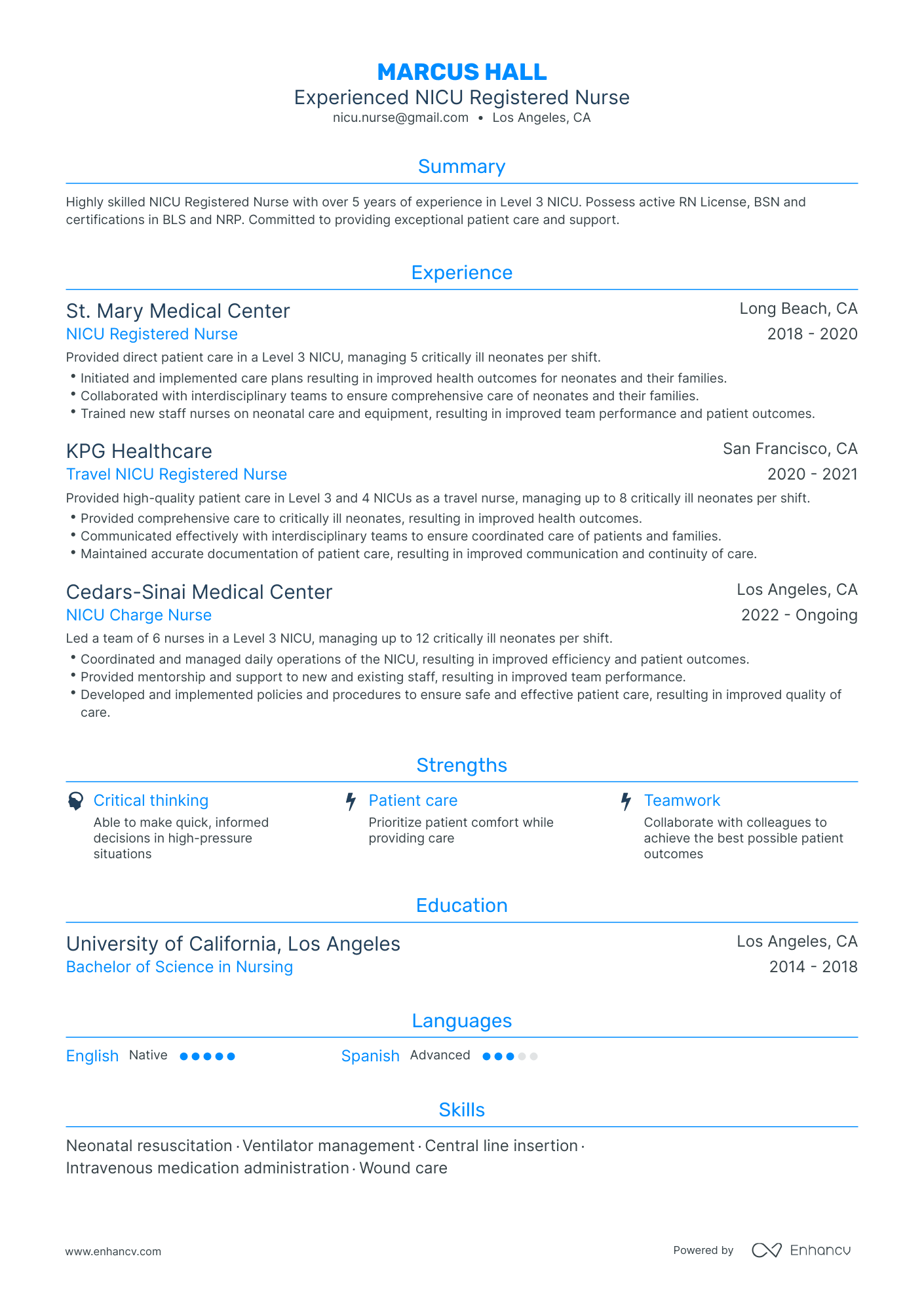 5 NICU Nurse Resume Examples & Guide for 2024