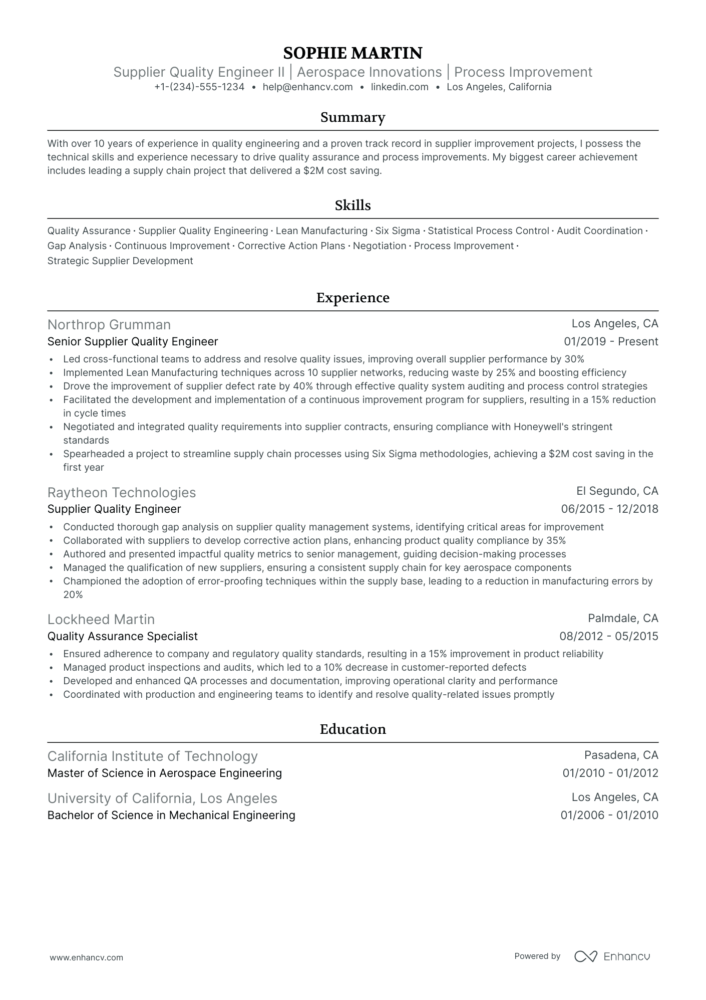 5 Supplier Quality Engineer Resume Examples & Guide for 2024