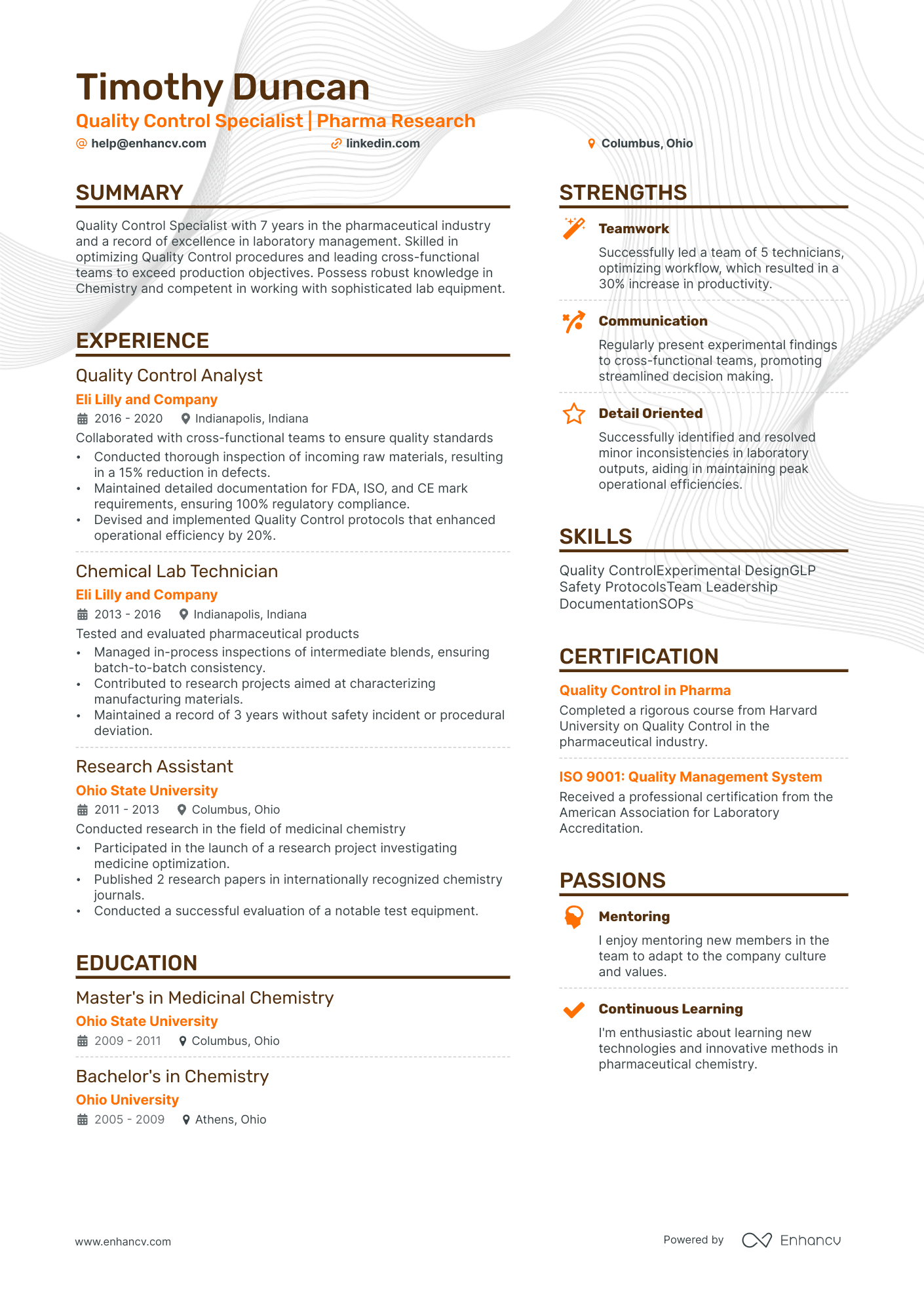 5 Chemist Resume Examples & Guide for 2024