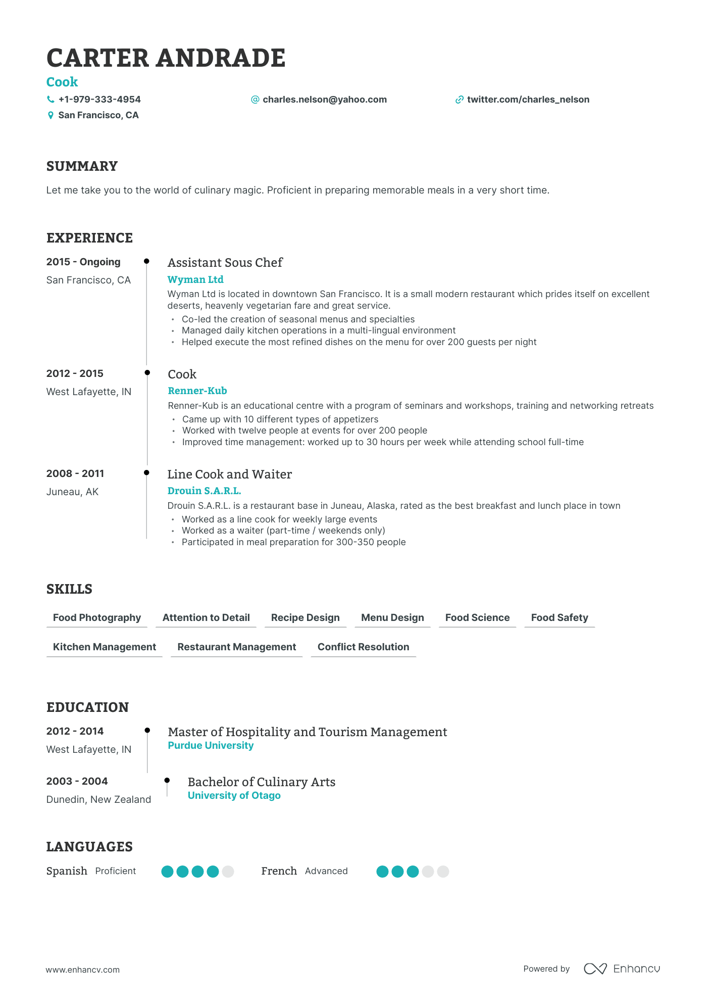 5 Cook Resume Examples & Guide for 2023