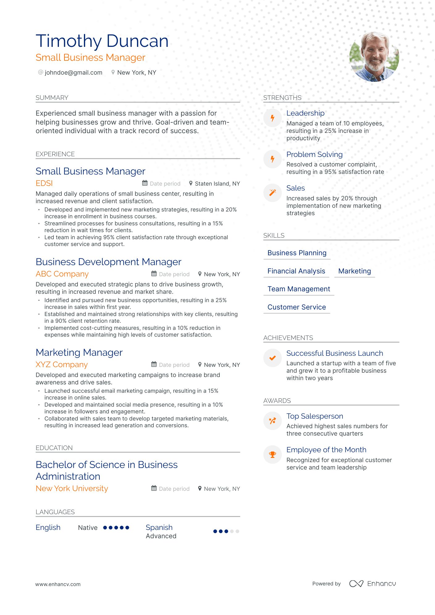 5 Small Business Manager Resume Examples & Guide for 2024