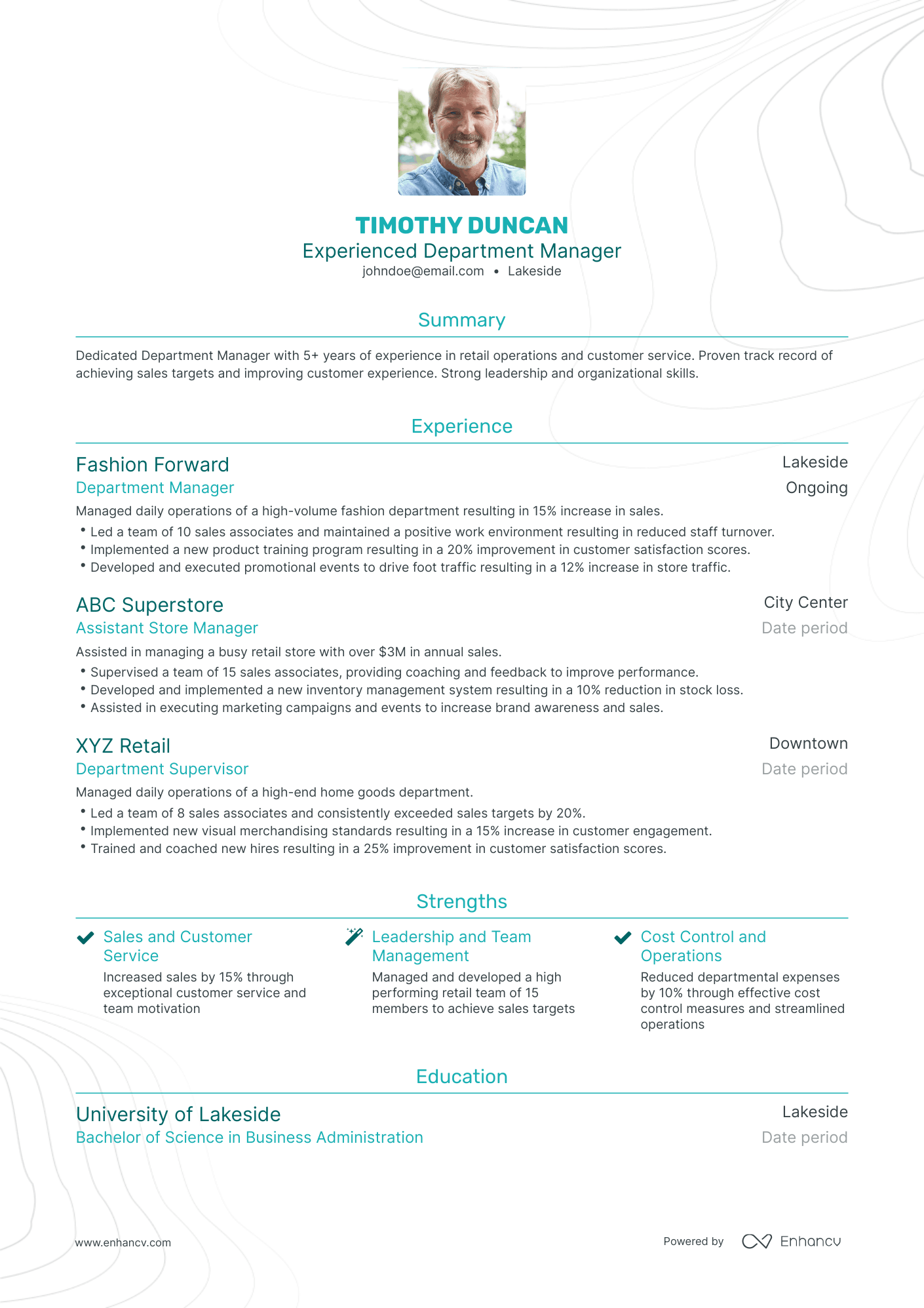 5 Department Manager Resume Examples & Guide for 2024