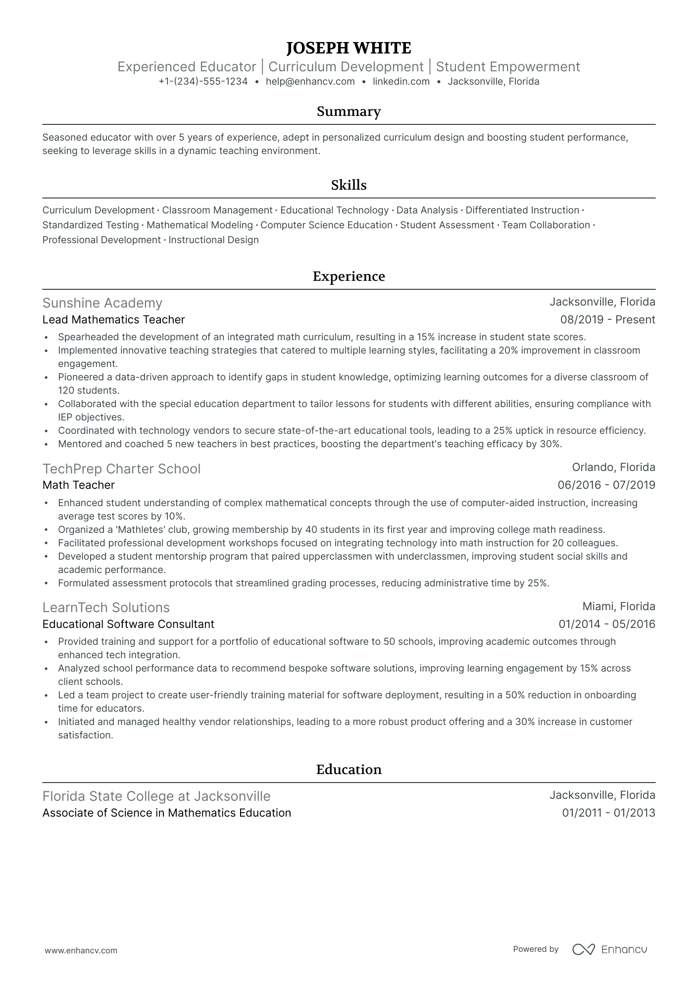 5 Technology Teacher Resume Examples & Guide for 2024