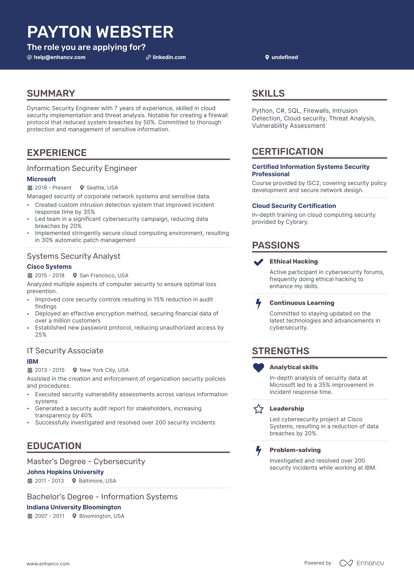 10 Information Security Engineer Resume Examples & Guide for 2026