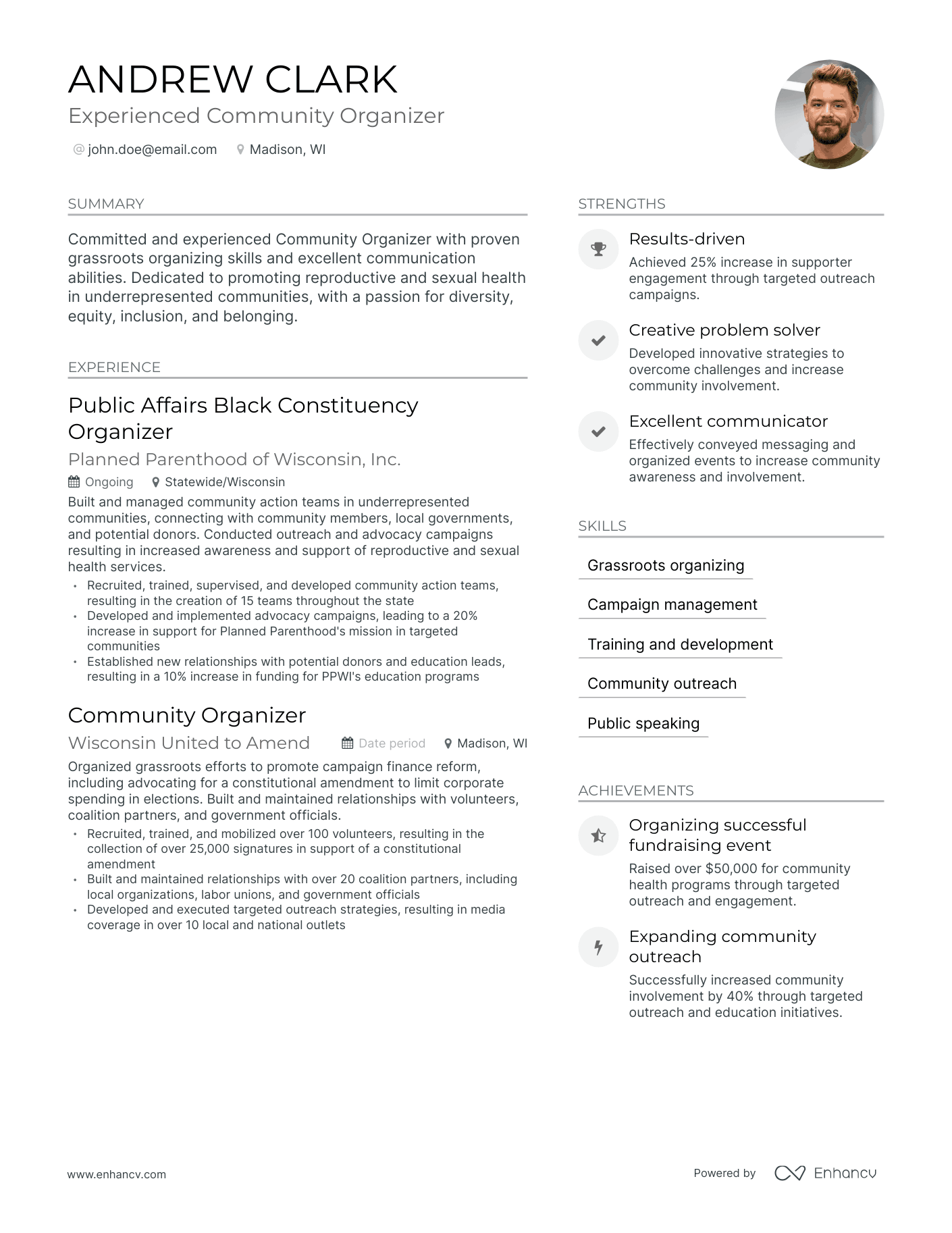 5 Community Organizer Resume Examples & Guide for 2024