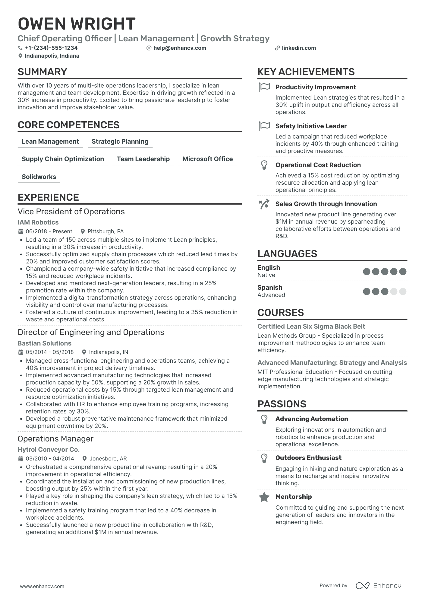 23 Chief Operating Officer (COO) Resume Examples & Guide for 2026