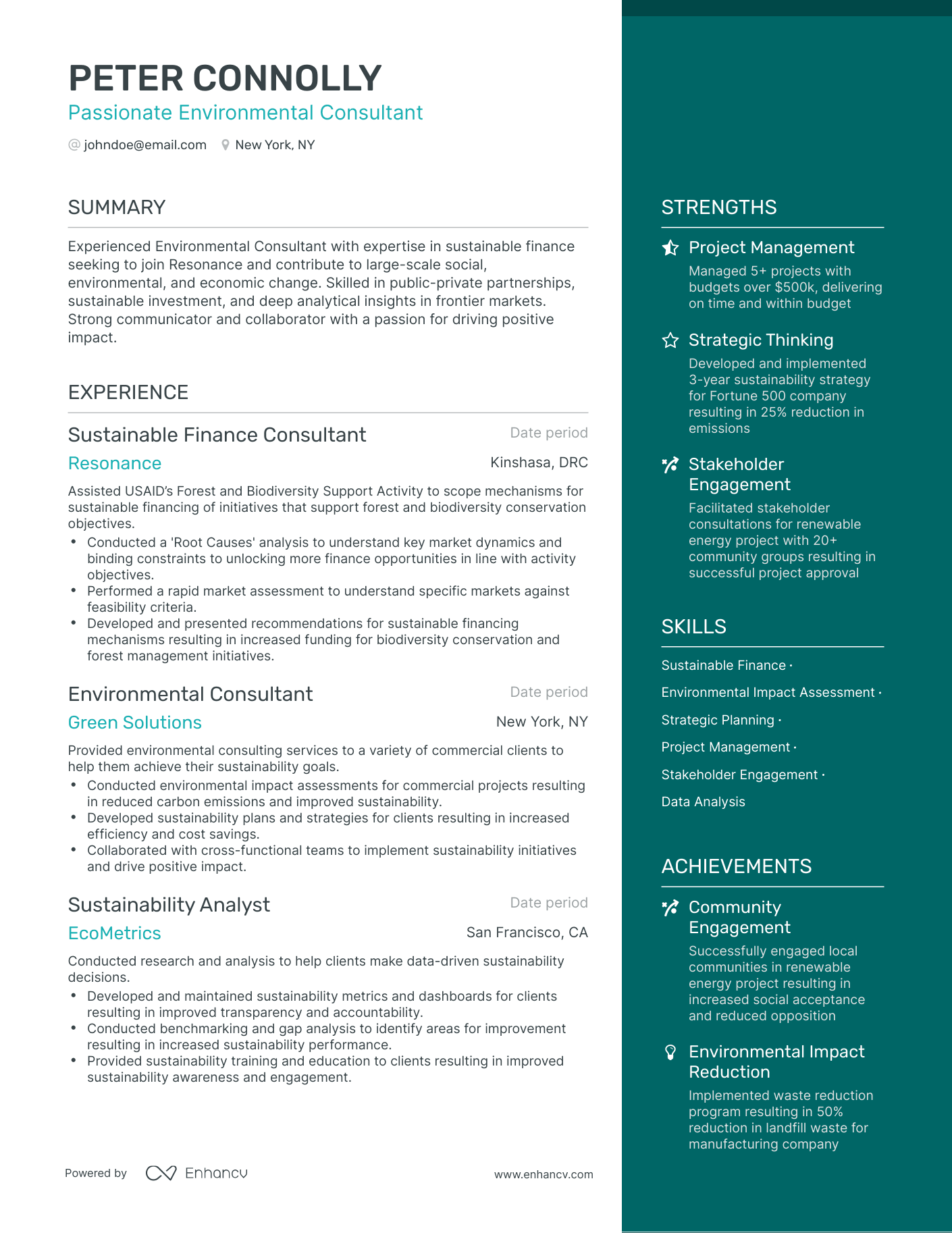 5 Environmental Consultant Resume Examples & Guide for 2024