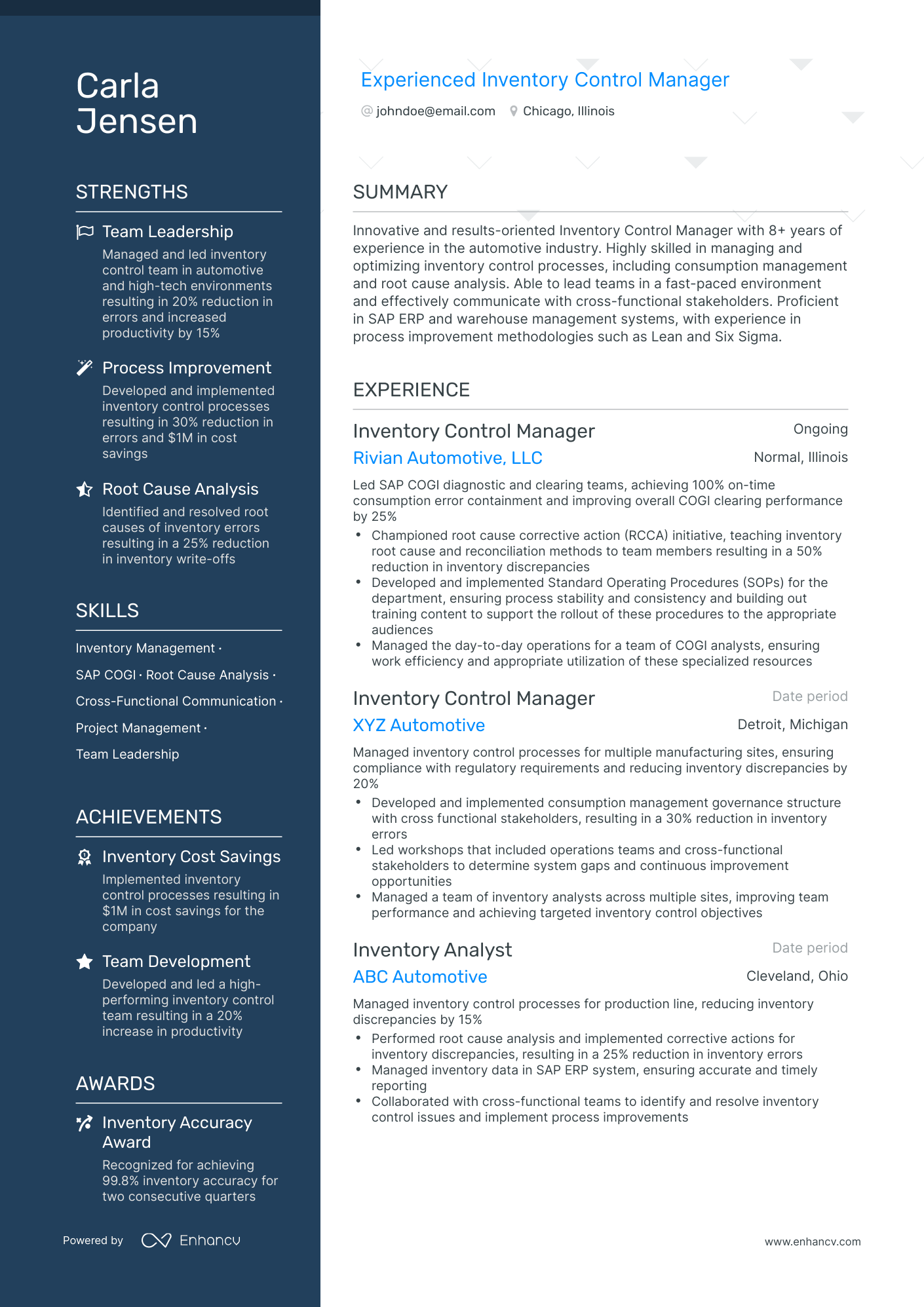 5 Inventory Resume Examples & Guide for 2024