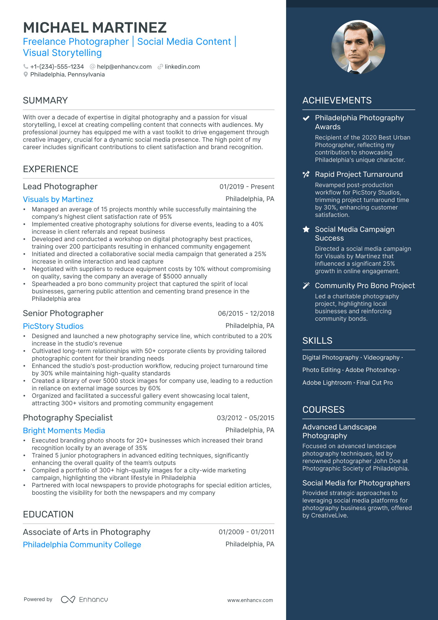 5 Freelance Photographer Resume Examples & Guide for 2024