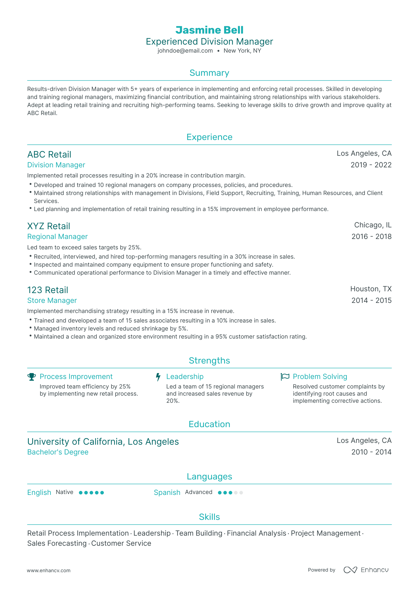 5 Division Manager Resume Examples & Guide for 2024