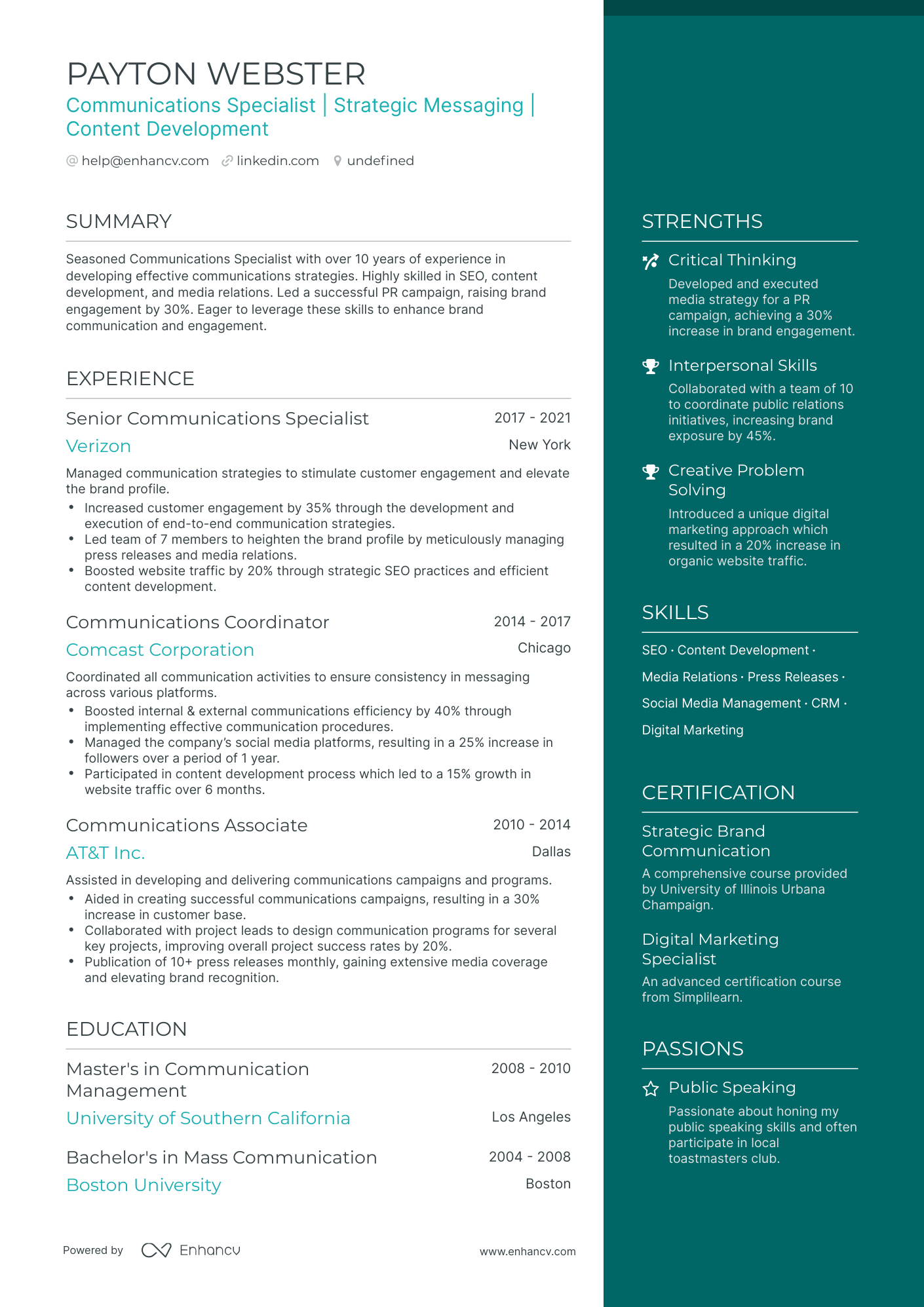 5 Communications Specialist Resume Examples & Guide for 2024