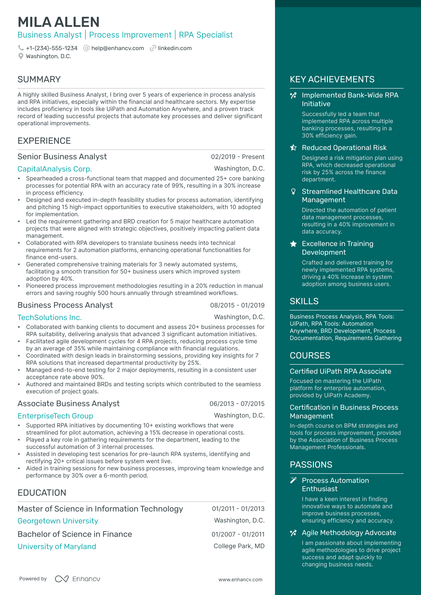 10 RPA Business Analyst Resume Examples & Guide for 2026