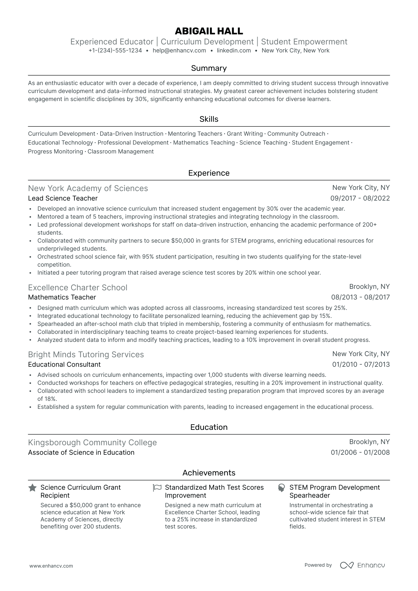 5 Music Teacher Resume Examples & Guide for 2024